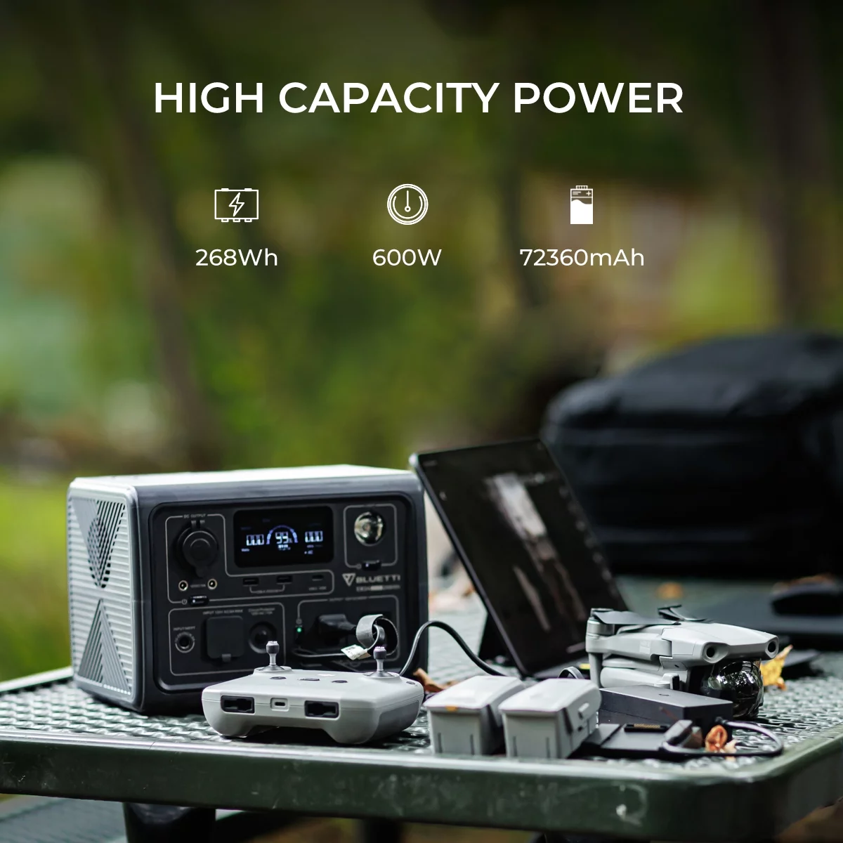 BLUETTI EB3A Portable Generator, W/Carry Bag,600W Solar Generator, 268Wh LiFePO4 Power Station for Camping, Home Use, Emergency