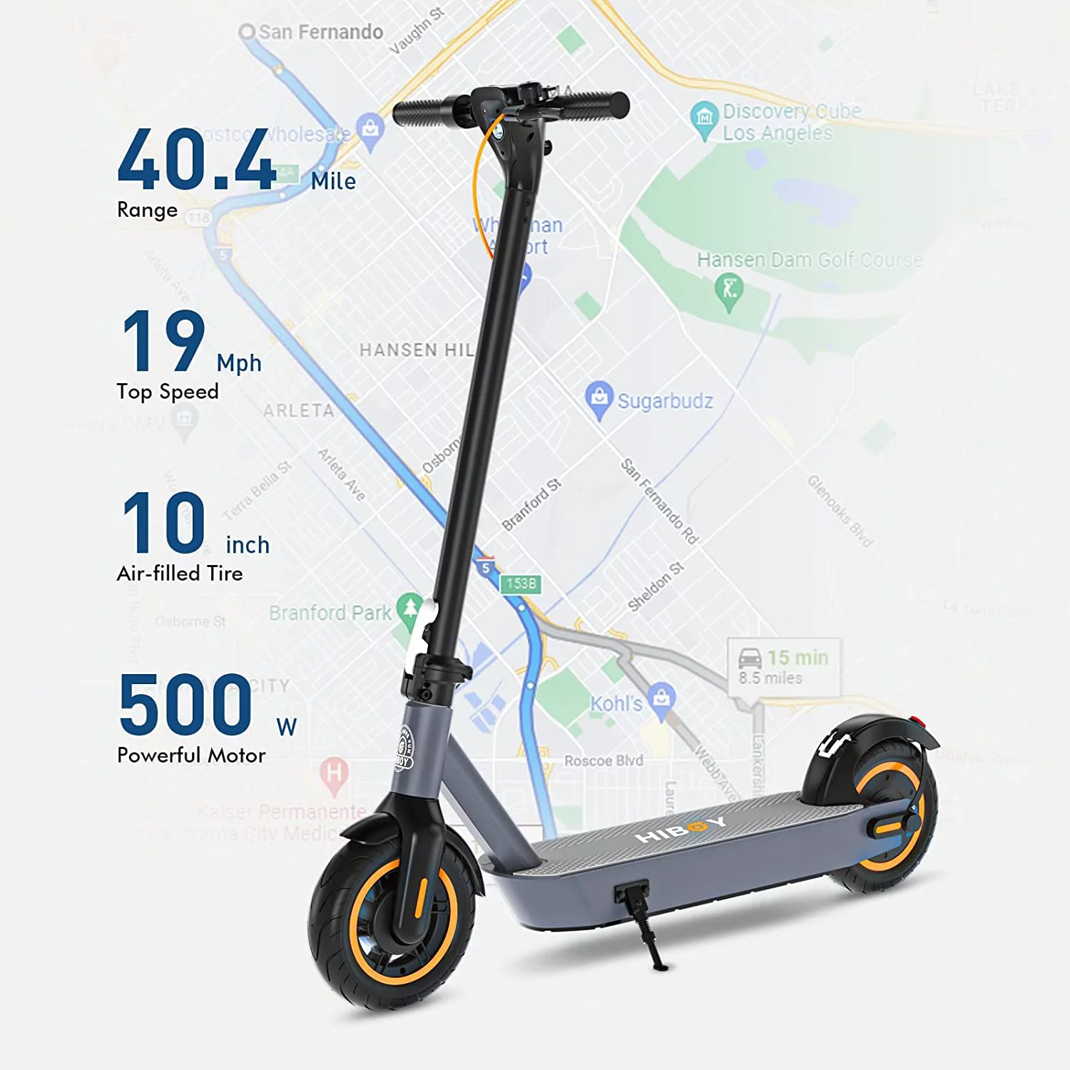 Hiboy S2 MAX Electric Scooter, Upgraded 500W Motor, 10″ Air-filled Tires, 40.4 Miles Range & 19 mph, Portable Commuting Electric Scooter for Adults Refurbished