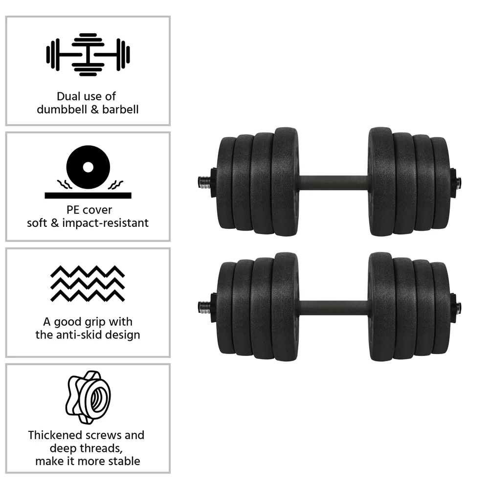 SmileMart 66LB Dumbbell Set Training Lifting Dumbbells Weight Set,Black