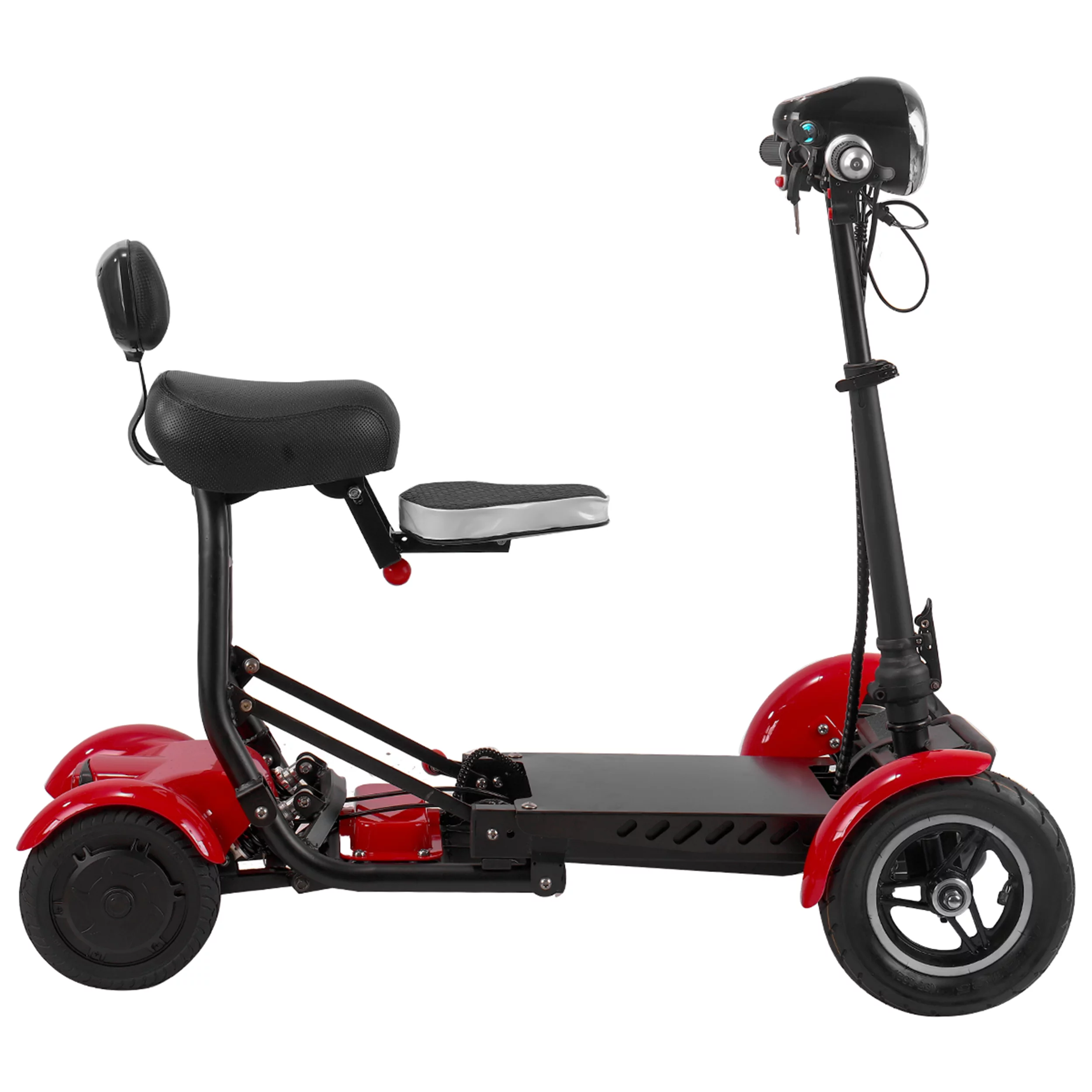 Smart Lightweight Electric Power Scooter, 4 Wheels Foldable Double Seats