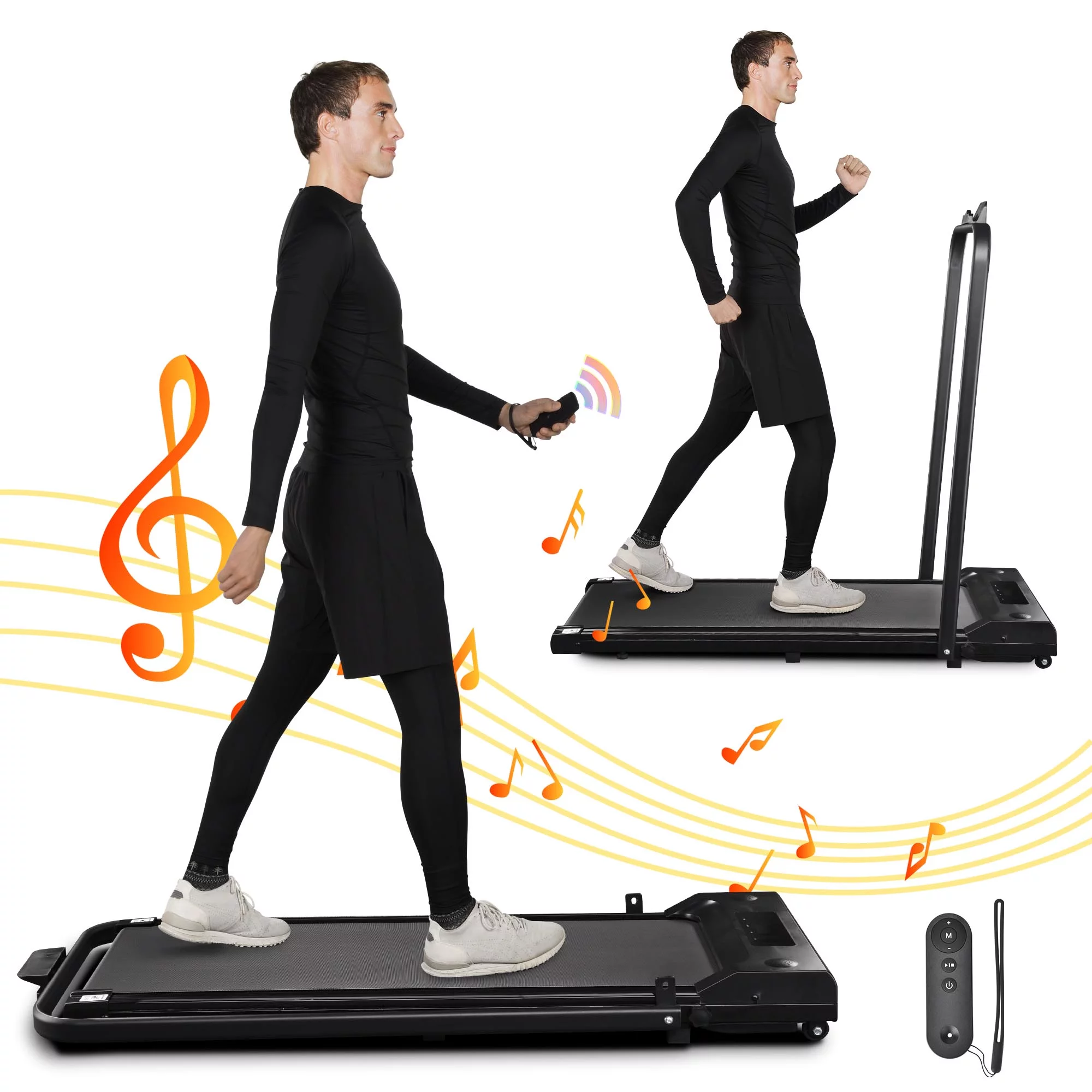 Yescom Foldable 2 in 1 Treadmill Under Desk Compact Motorized Running Jogging Machine 1.5 HP