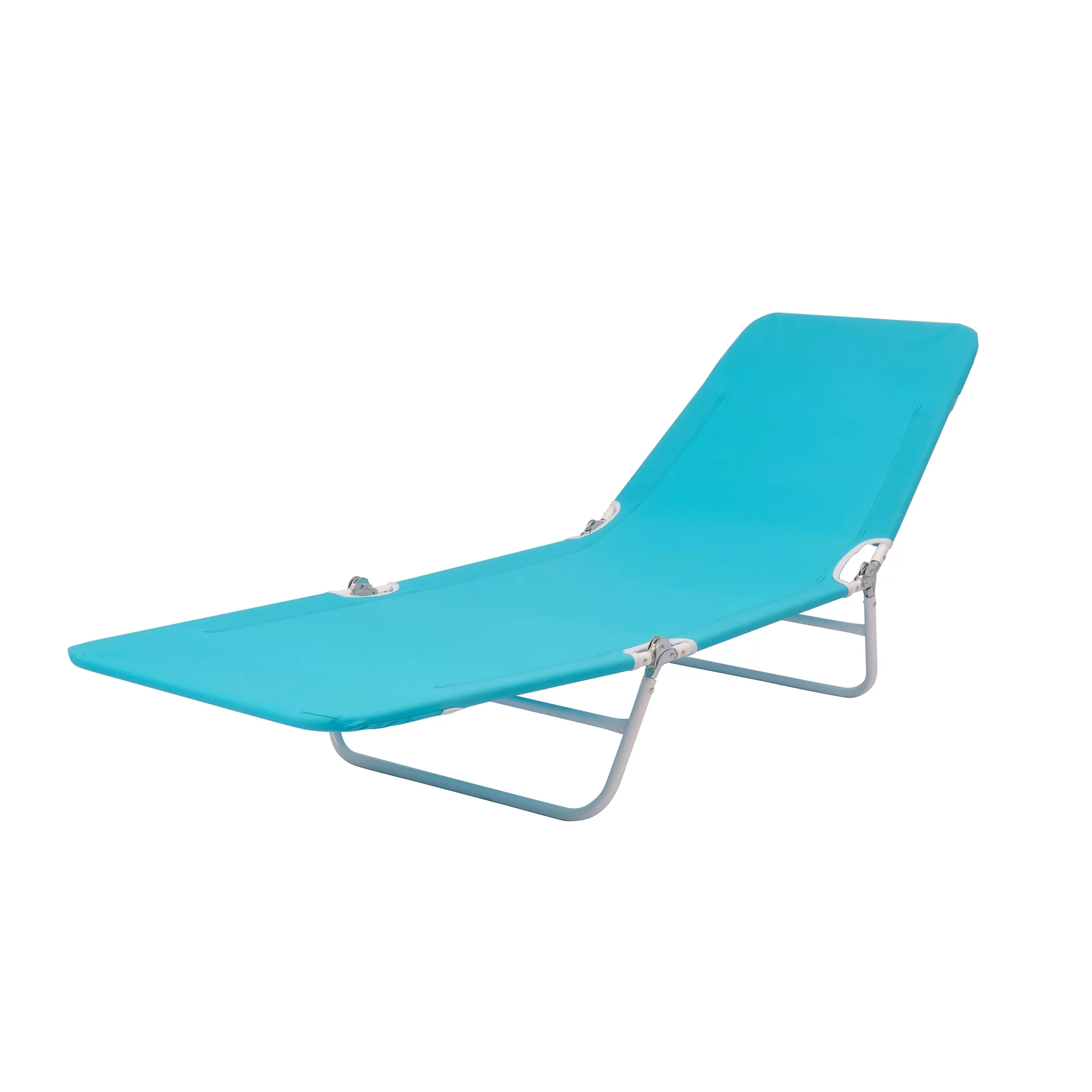 Mainstays Folding Adjustable Back Fabric Beach Lounger, Turquoise Blue