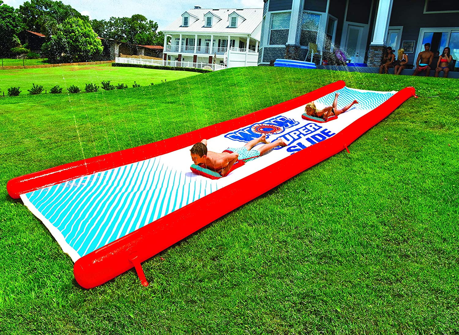 WOW Sports Super Slide – Giant Backyard Slip and Slide with Sprinkler, Extra Long Water Slide 25 ft x 6 ft Slide Old