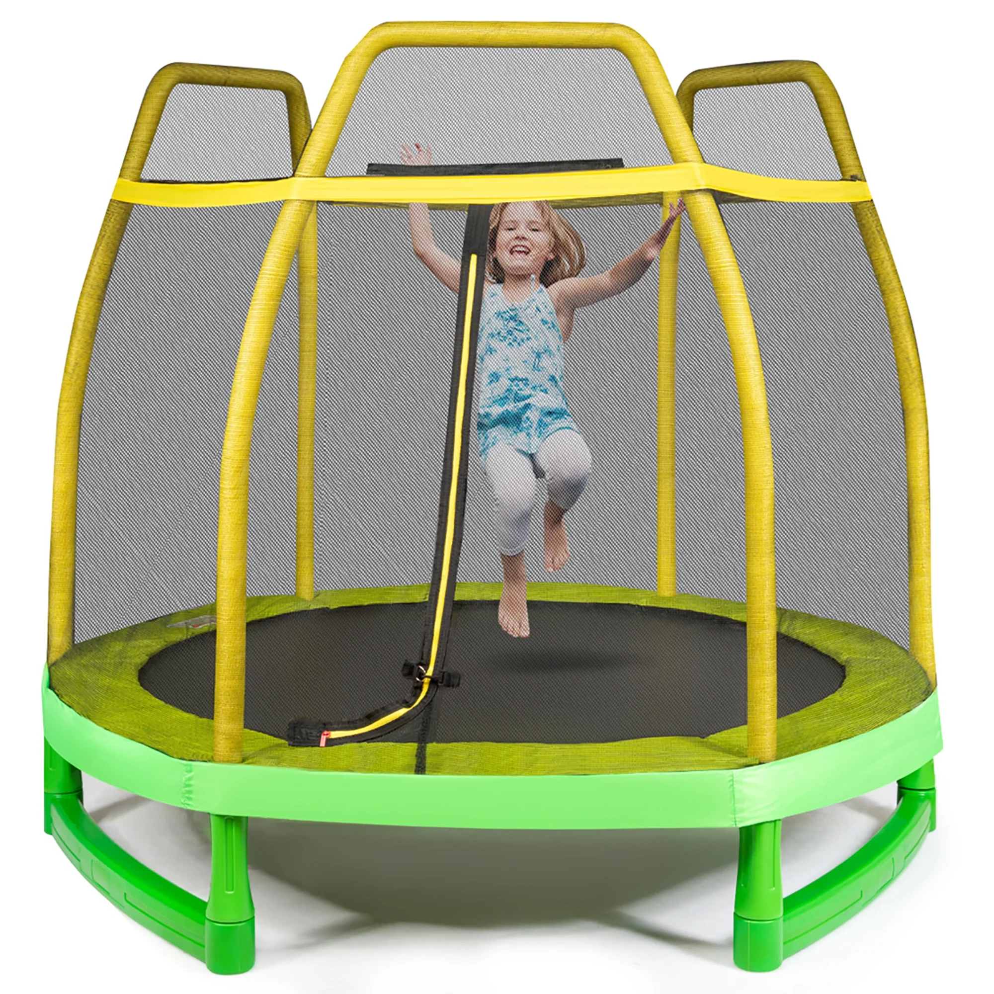 Costway 7FT Kids Trampoline W/ Spring Pad Safety Enclosure Net Indoor Outdoor Heavy Duty