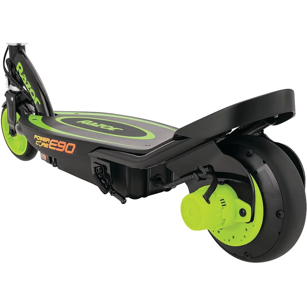 Razor 13111416 E90 Power Core Electric Scooter, Green Bundle with 1 Year Extended Protection Plan and Deco Essentials Drawstring Bag