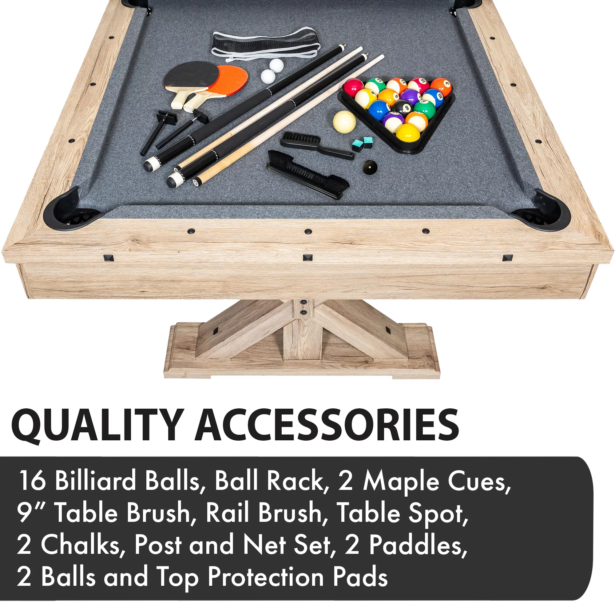 Freetime Fun Rockford 7-ft 3 in 1 Multi Game Featuring Pool Table with Dining and Table Tennis Tables, Upgraded Accessories Included – RB3010A