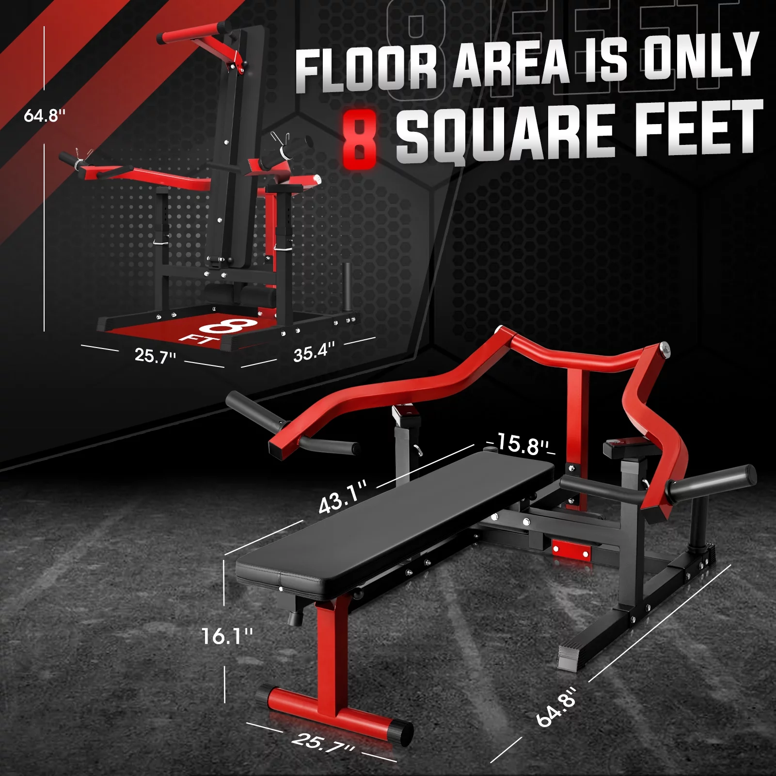 Syedee Chest Press Machine, 1250LBS Capacity with Independent Converging Arms, Adjustable Flat Incline Bench for Home Gym