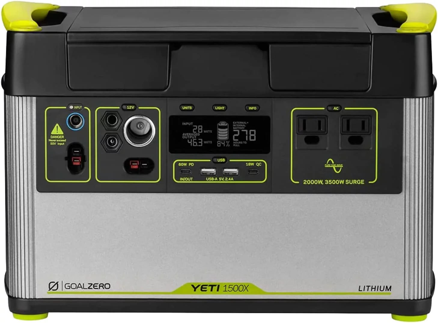 Goal Zero Yeti 1500X Portable Power Station 1516Wh Lithium Battery Generator 2000 Watt AC Inverter Home Backup