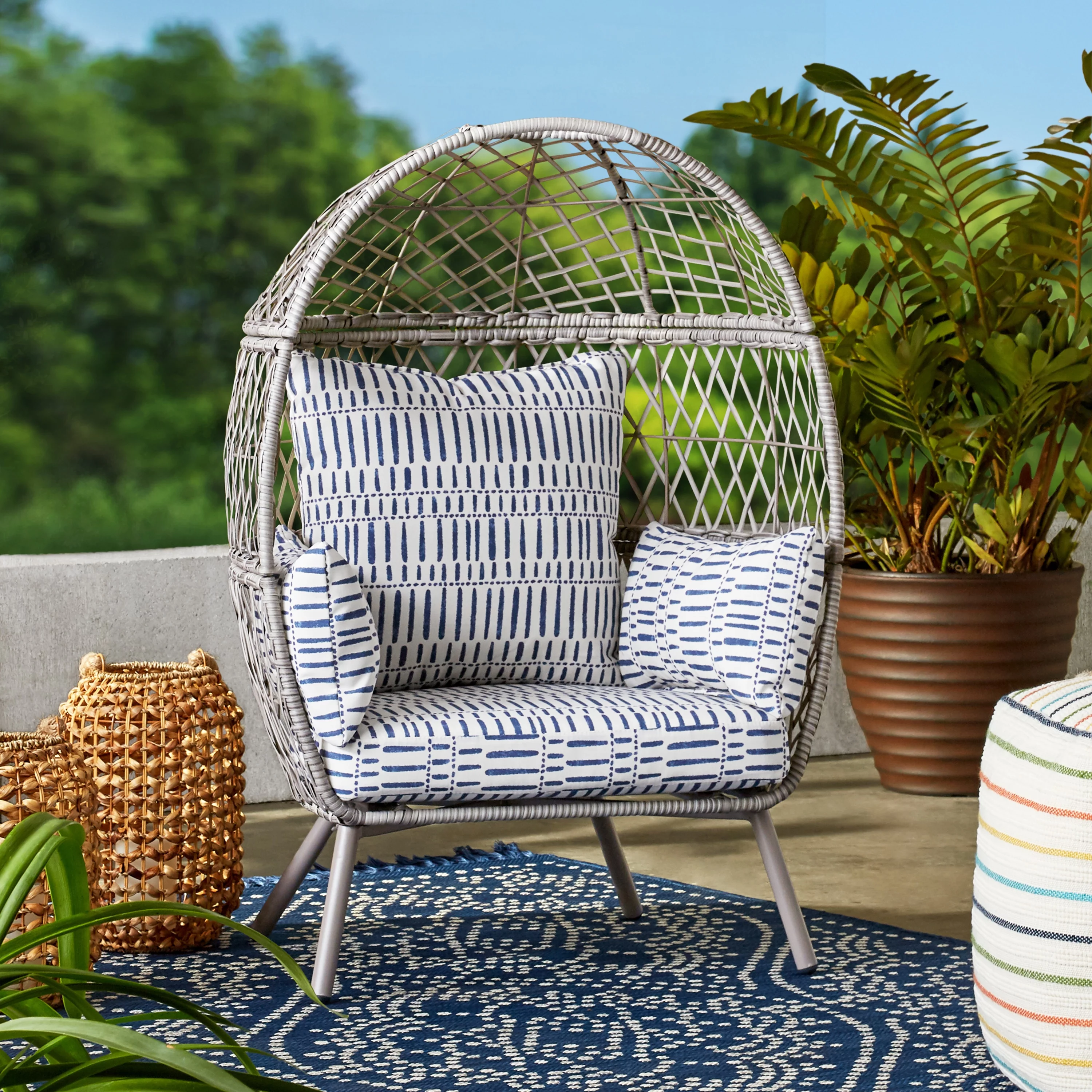 Better Homes & Gardens Ventura Outdoor Wicker Stationary Kid’s Egg Chair, Natural