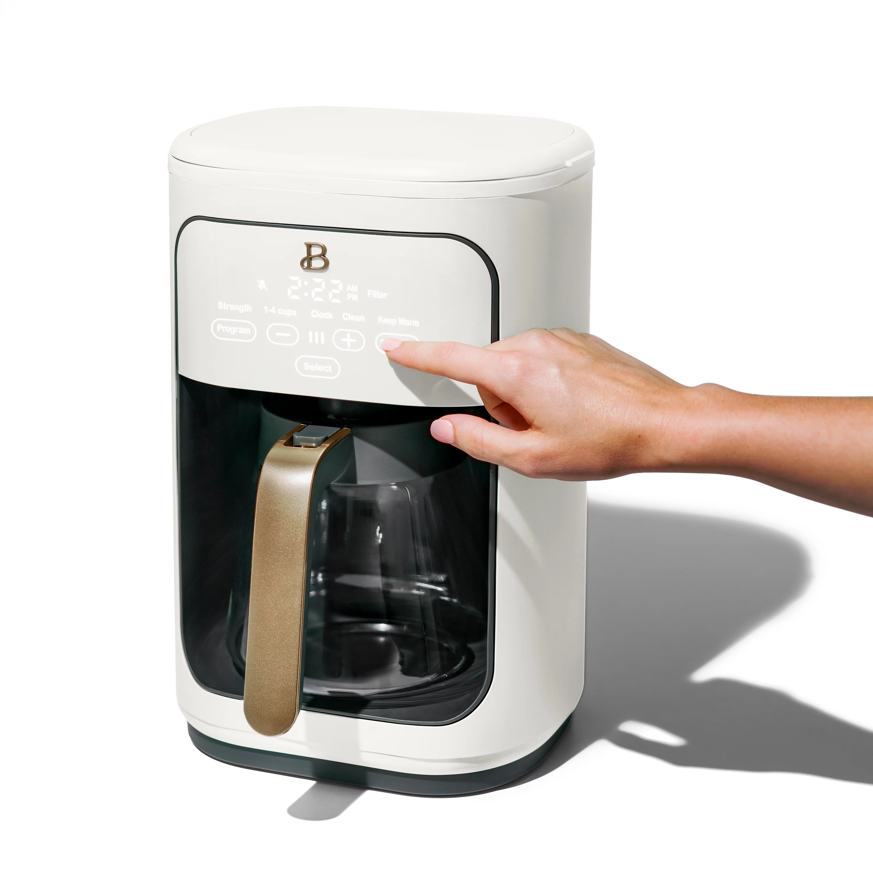 Beautiful 14-Cup Programmable Drip Coffee Maker with Touch-Activated Display, Rose by Drew Barrymore