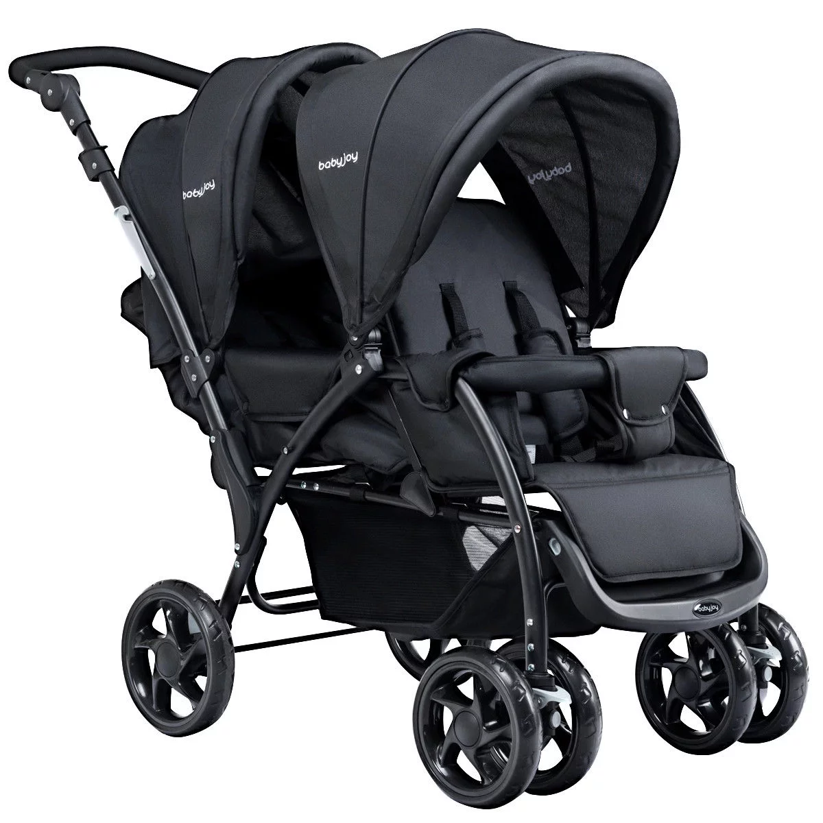 Babyjoy Double Stroller Foldable Baby Twin Lightweight Travel Stroller Infant Pushchair Black