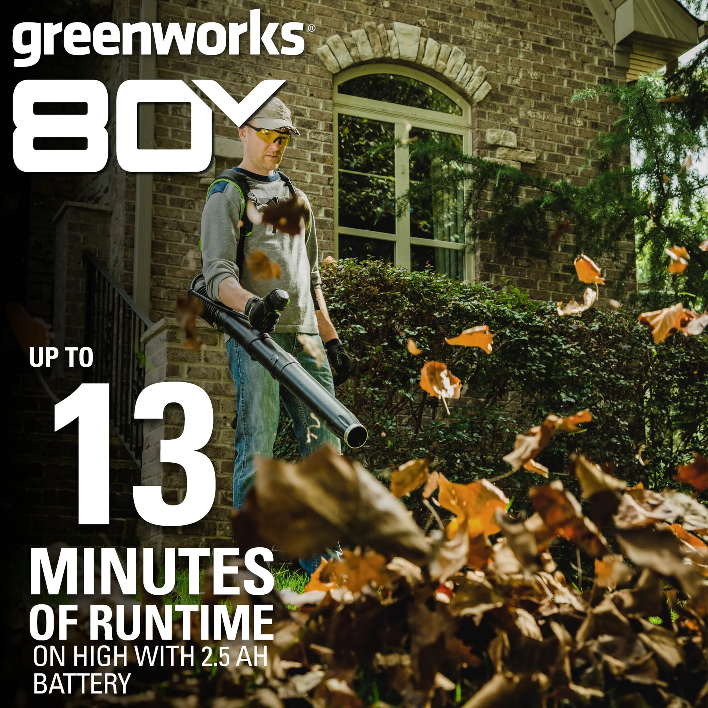 Greenworks Pro 80V 610 CFM Brushless Backpack Blower with 2.5 Ah Battery & Charger, 2404802