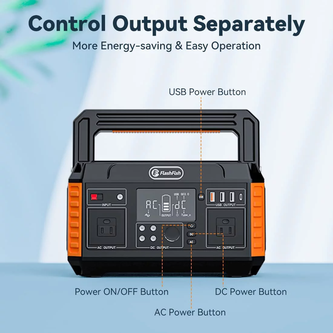 Flashfish 560W Portable Power Station, 520Wh/140400mAh Solar Generator for CPAP Machine Outdoor RV/Van Camping Blackout Emergency