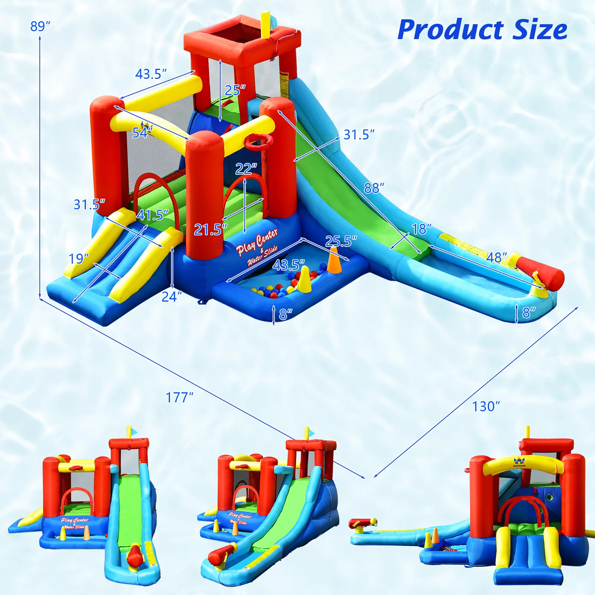 Costway 9-in-1 Inflatable Water Slide Kids Bounce Castle Giant Water Park w/ 860W Blower