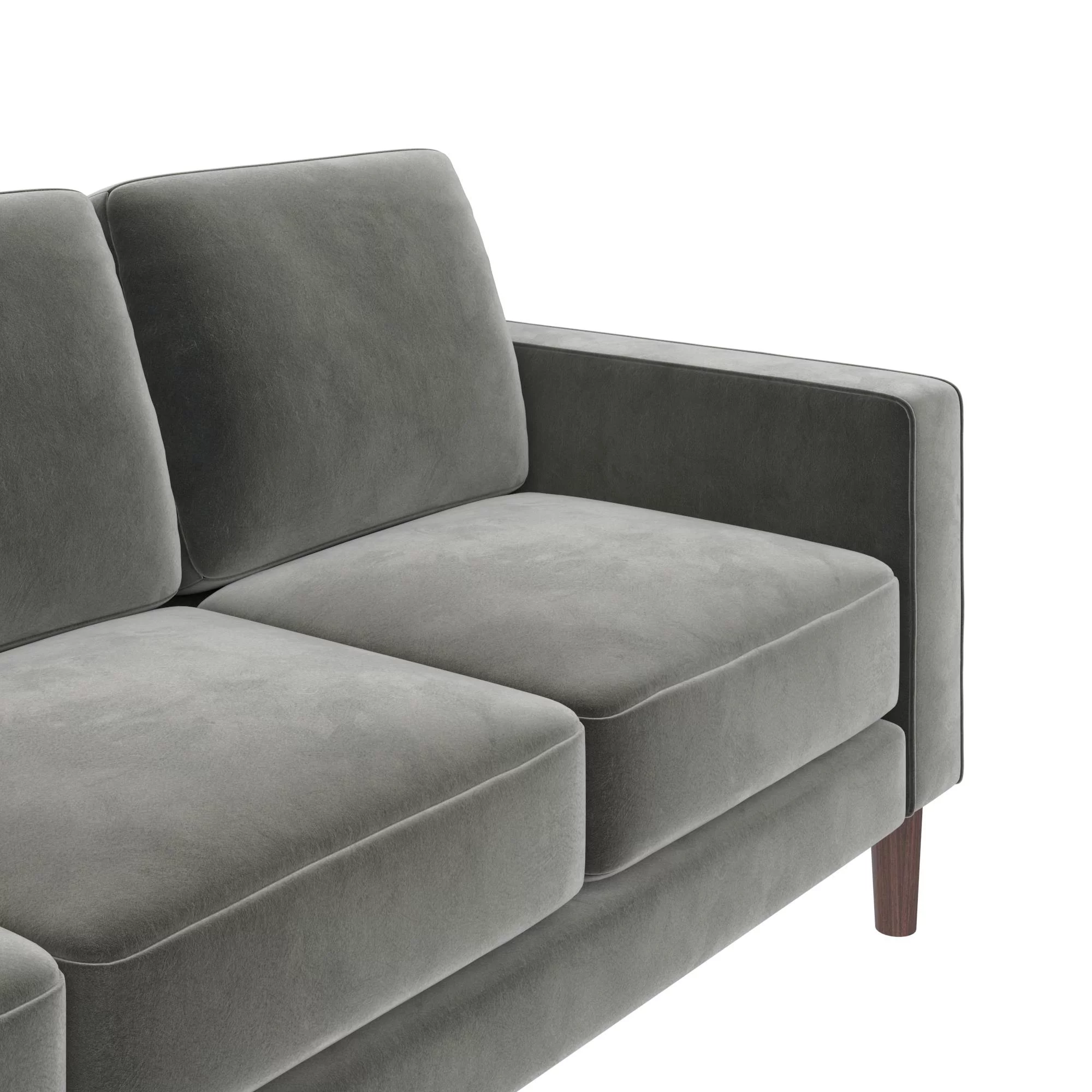 DHP Bryanna 3 Seater Sofa, Gray Velvet