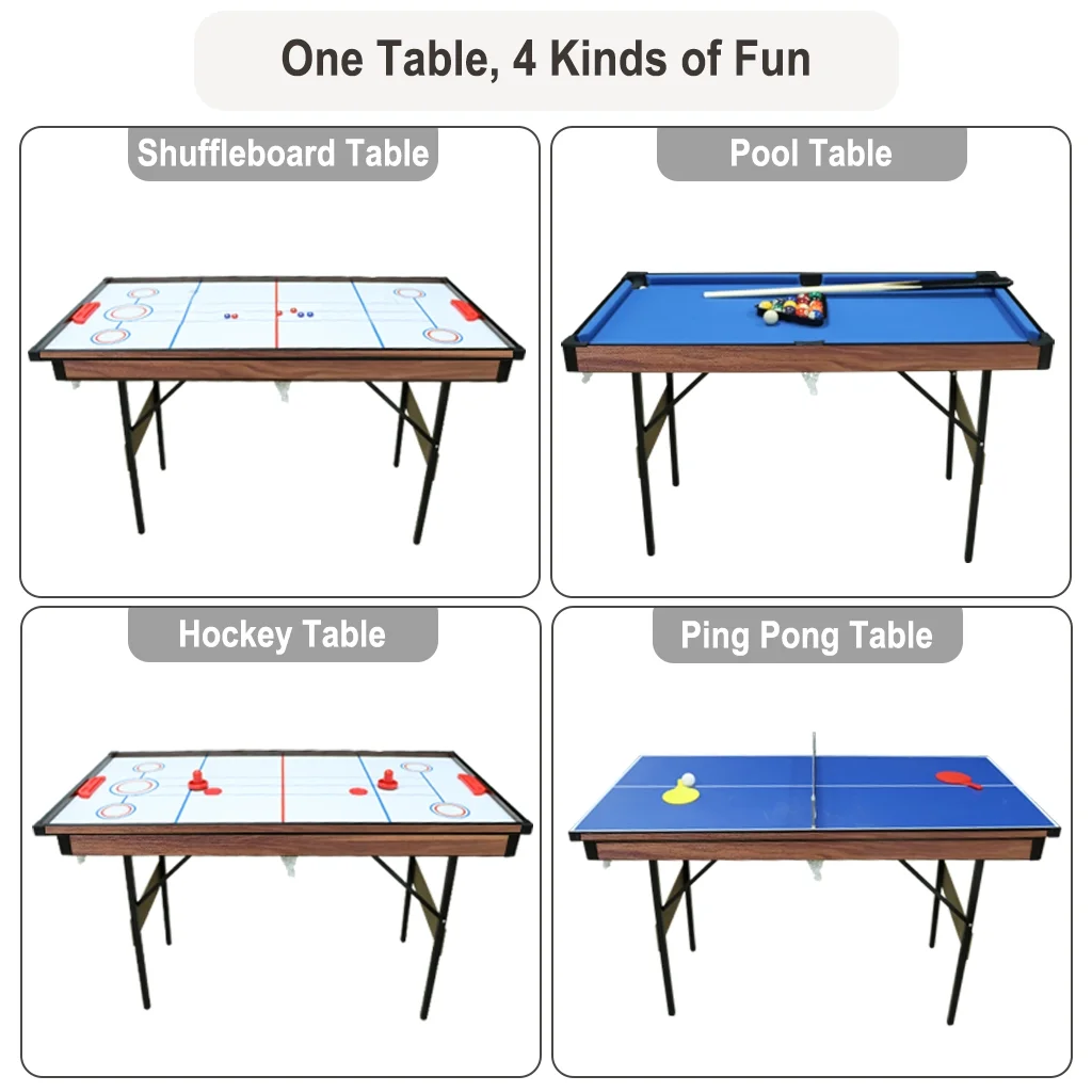 AIPINQI 55 inch 3-in-1 Folding Billiard Table,Portable Pool Table Set-Table Tennis,Ice Hockey Table,Snooker Game Table with All Accessory