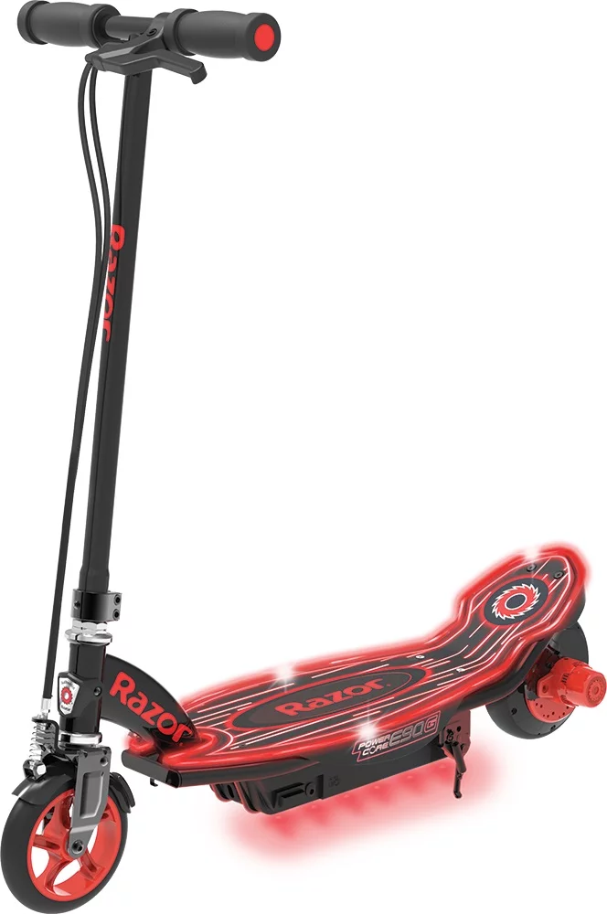 Razor Power Core E90 Glow Electric Scooter, LED Light-Up Deck, up to 10 mph, for Kids Ages 8 and up