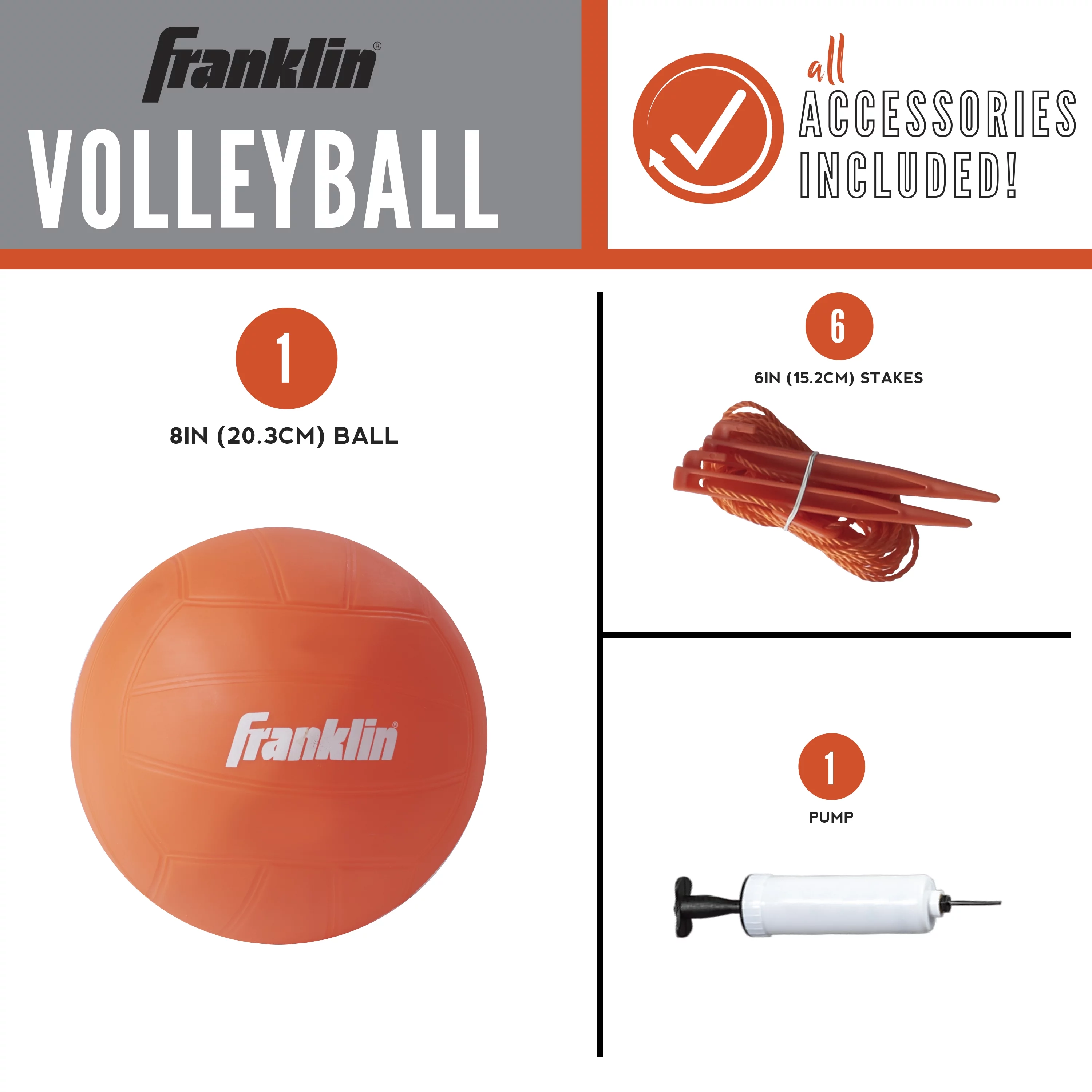 Franklin Sports Volleyball Set with Portable Net + Ball – Starter