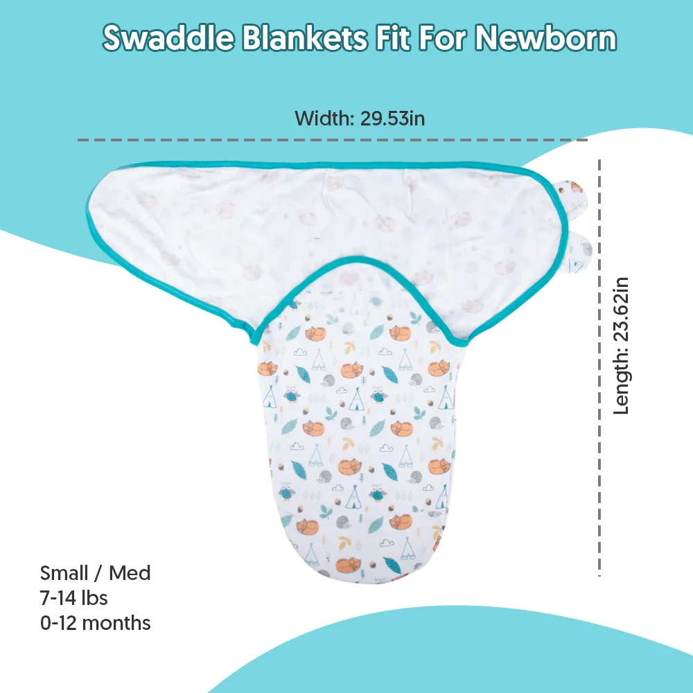 SUGARDAY Swaddle Blankets for Boys Girls Swaddle Wrap 0-12 Months 3-Way Adjustable Cotton Sleepsack 3 pcs