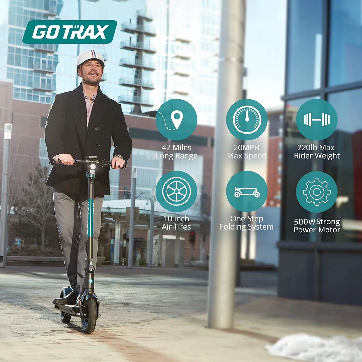 Gotrax GMAX Electric Scooter for adults, 10″ Pneumatic Tire, Max 42 mile & 20 mph by 500W Motor, Folding Electric Scooter for Commute