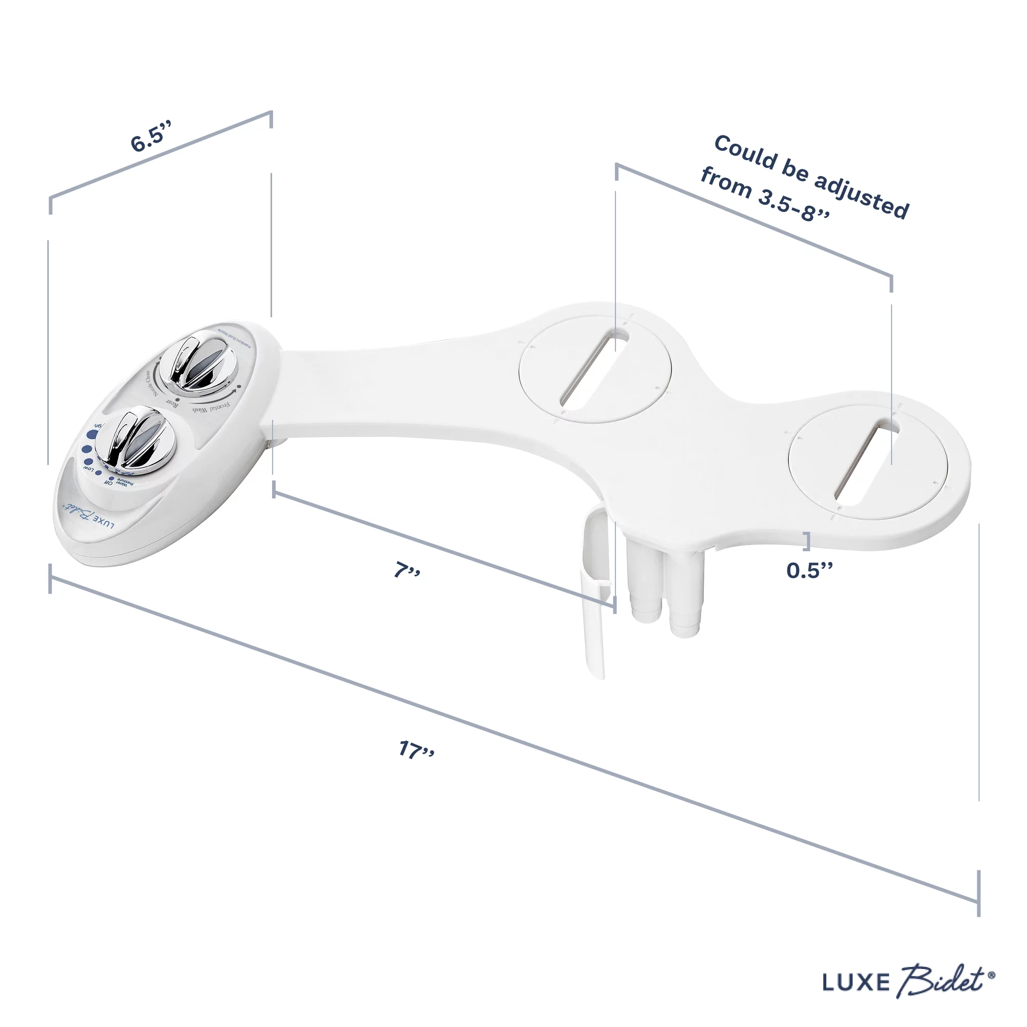 LUXE Bidet W85 Self-Cleaning, Dual Nozzle, Non-Electric Bidet Attachment for Toilet Seat, Adjustable Water Pressure, Rear and Feminine Wash (Pearl Gray)