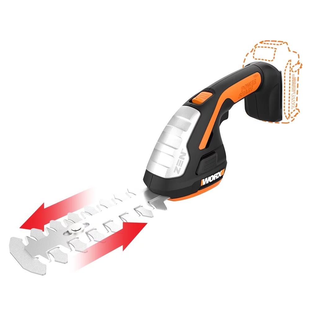 Worx WG801.9 20V Power Share 4″ Cordless Shear and 8″ Shrubber Trimmer (Tool Only)