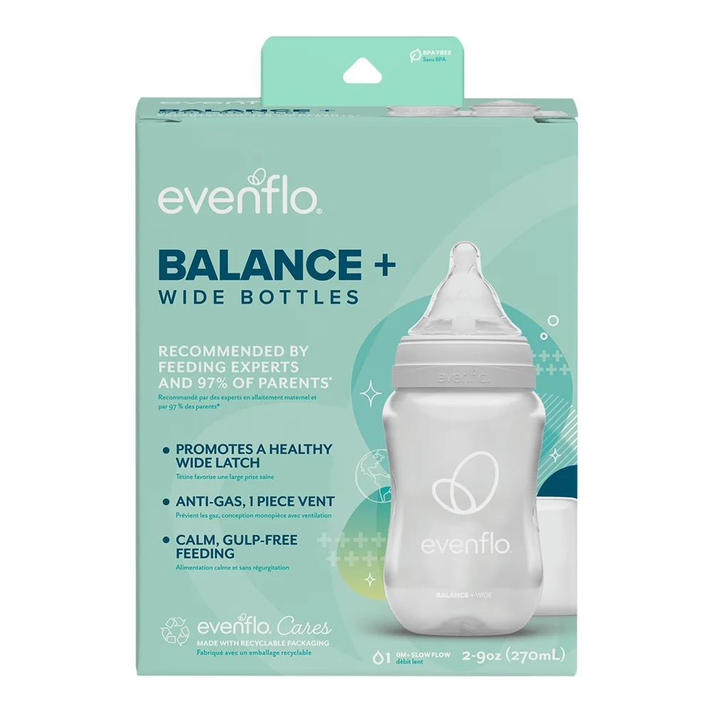 Evenflo Balance Wide Baby Bottles, 9oz, 2ct