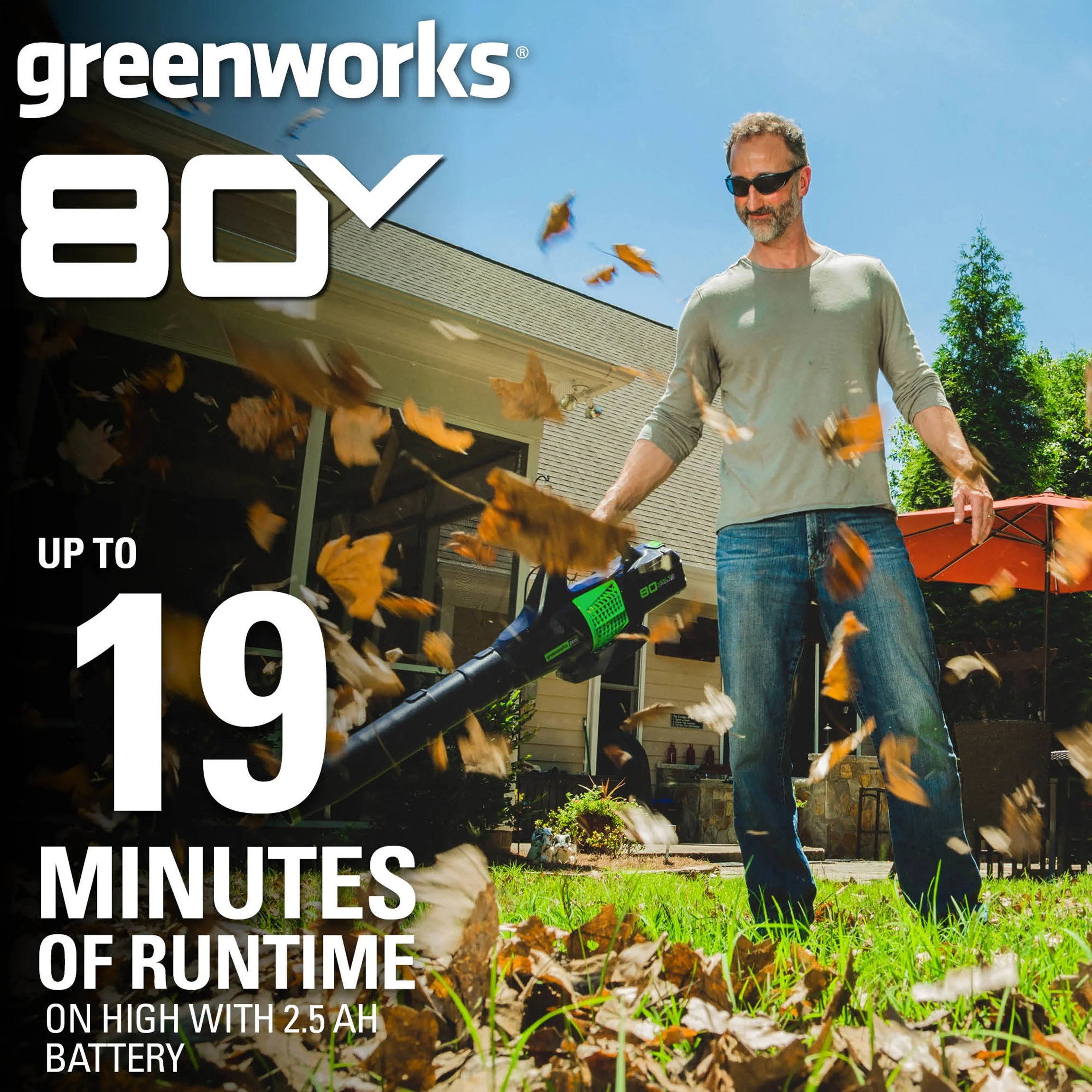 Greenworks 80V 580 Cfm at 145 Mph Brushless Leaf Blower with 2.5 Ah Battery & Charger 2404602