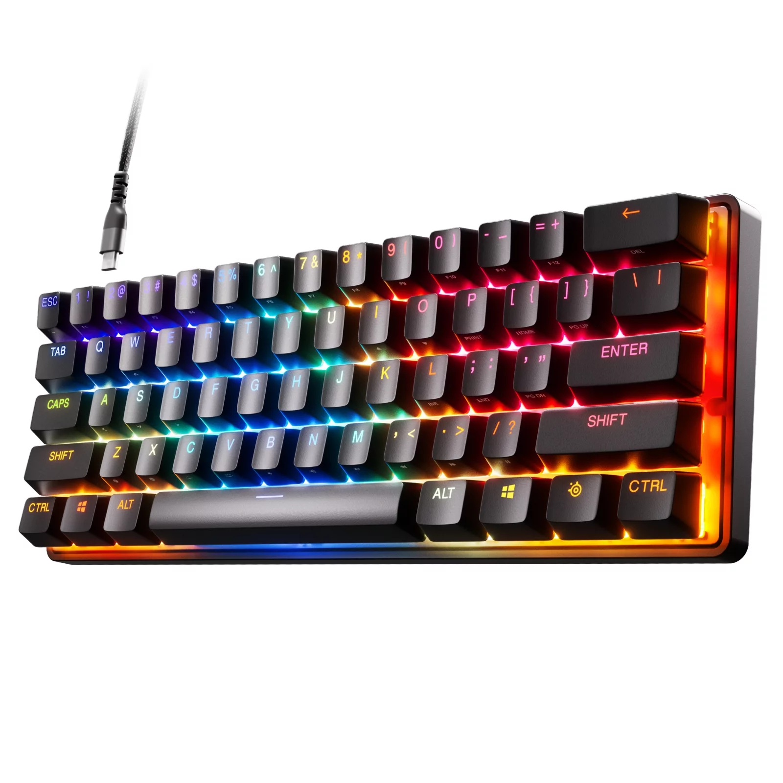 SteelSeries – Apex 9 Mini 60% Wired OptiPoint Adjustable Actuation Switch Gaming Keyboard with RGB Lighting – Black