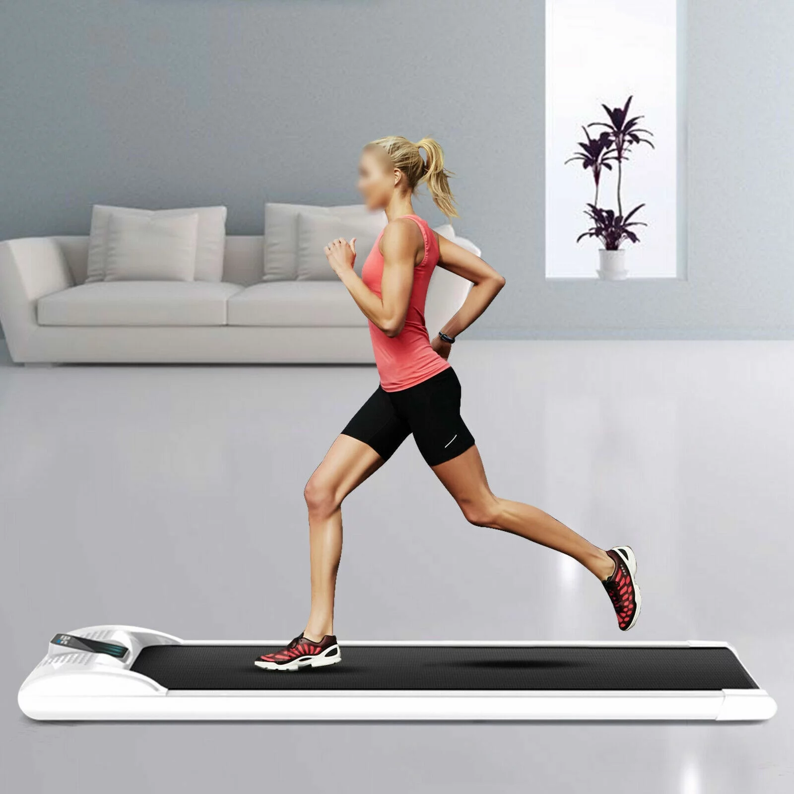 1-6KM/Hour HD Display Portable Electric Treadmill Under Desk Walking Pad Home Office Fitness Exercise 0.5hp100kg/220lbs