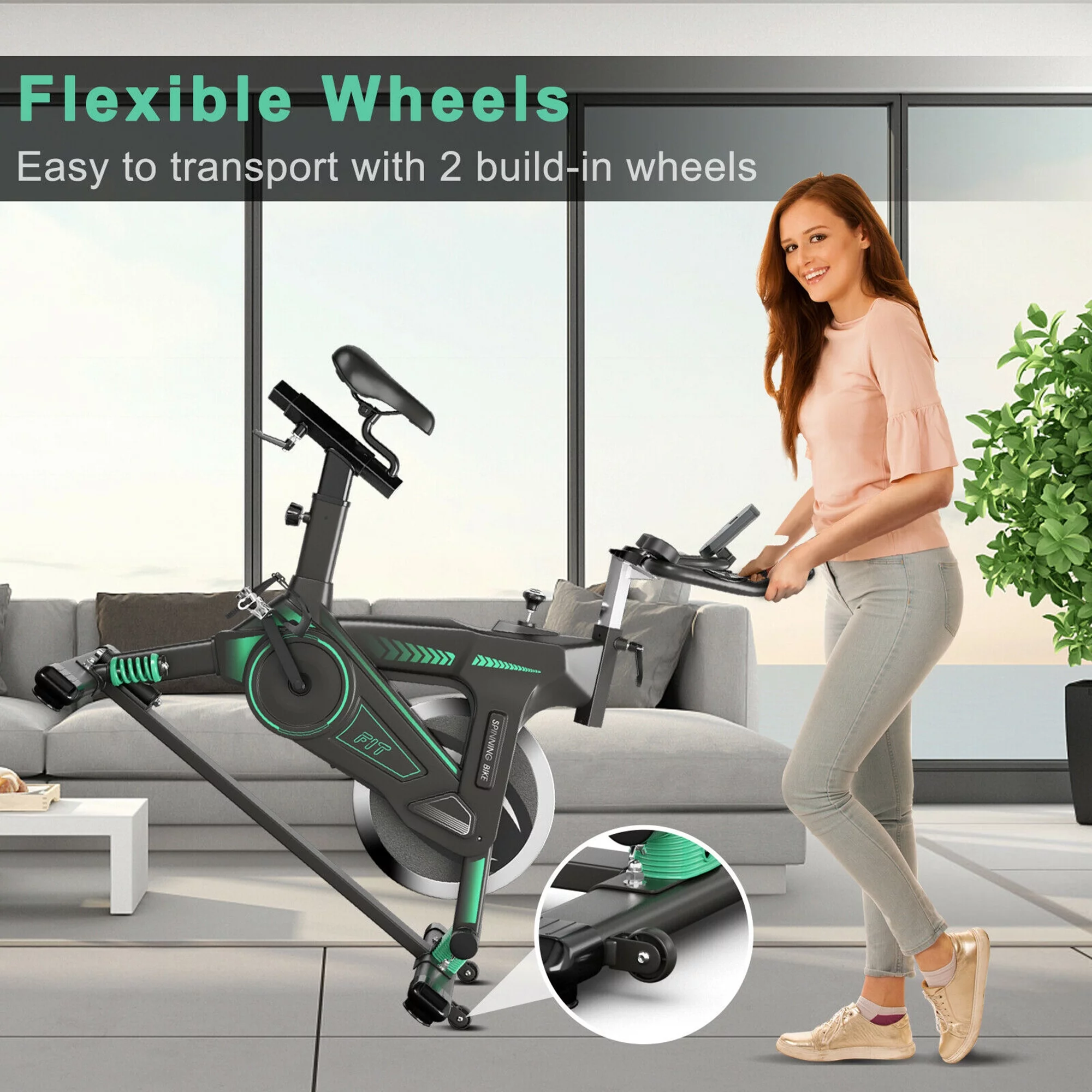 Gymax Stationary Exercise Bike Cycling Bike W/33Lbs Flywheel Home Fitness Gym Cardio