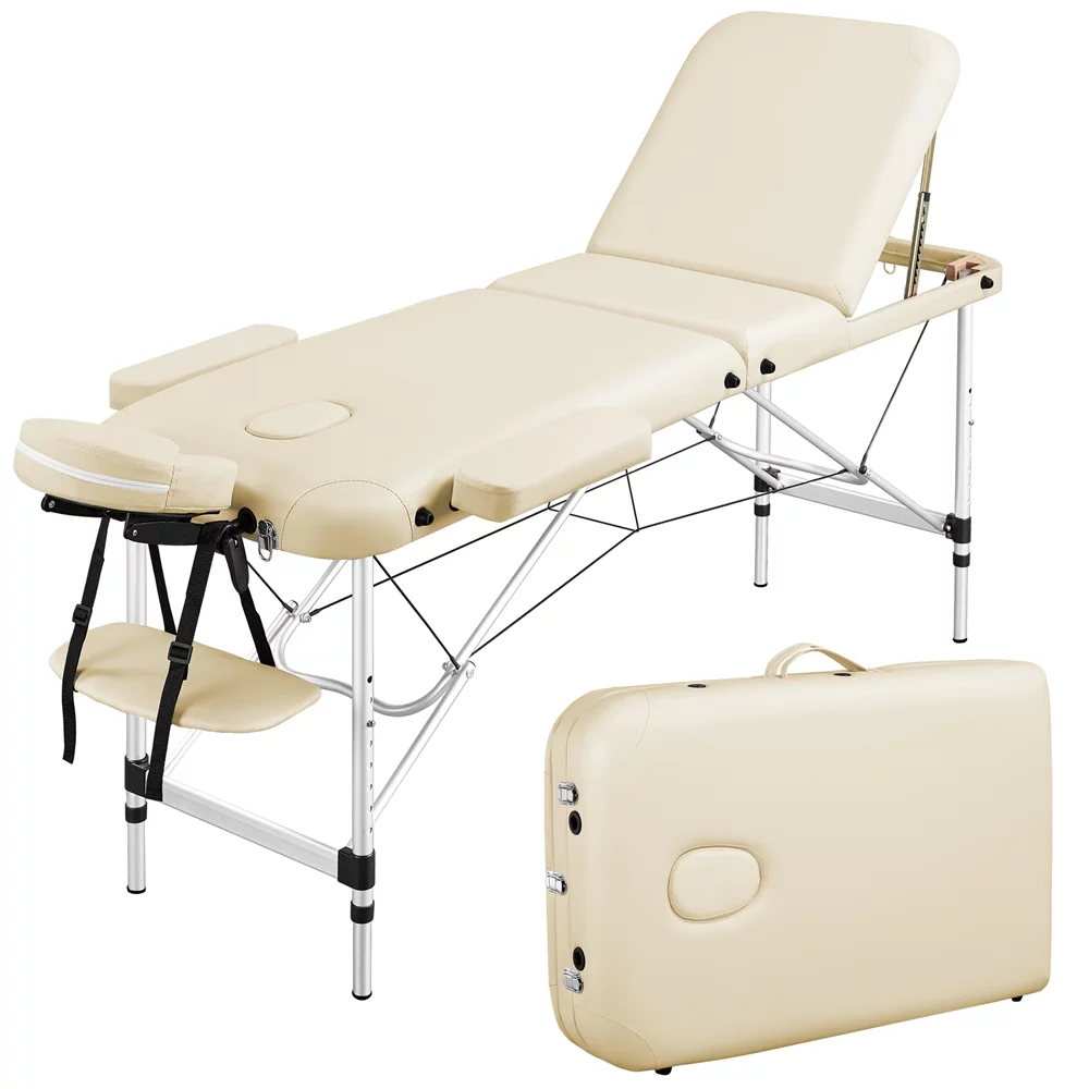 SmileMart 84″ 3-Section Portable Massage Table for Spa Treatments, Black