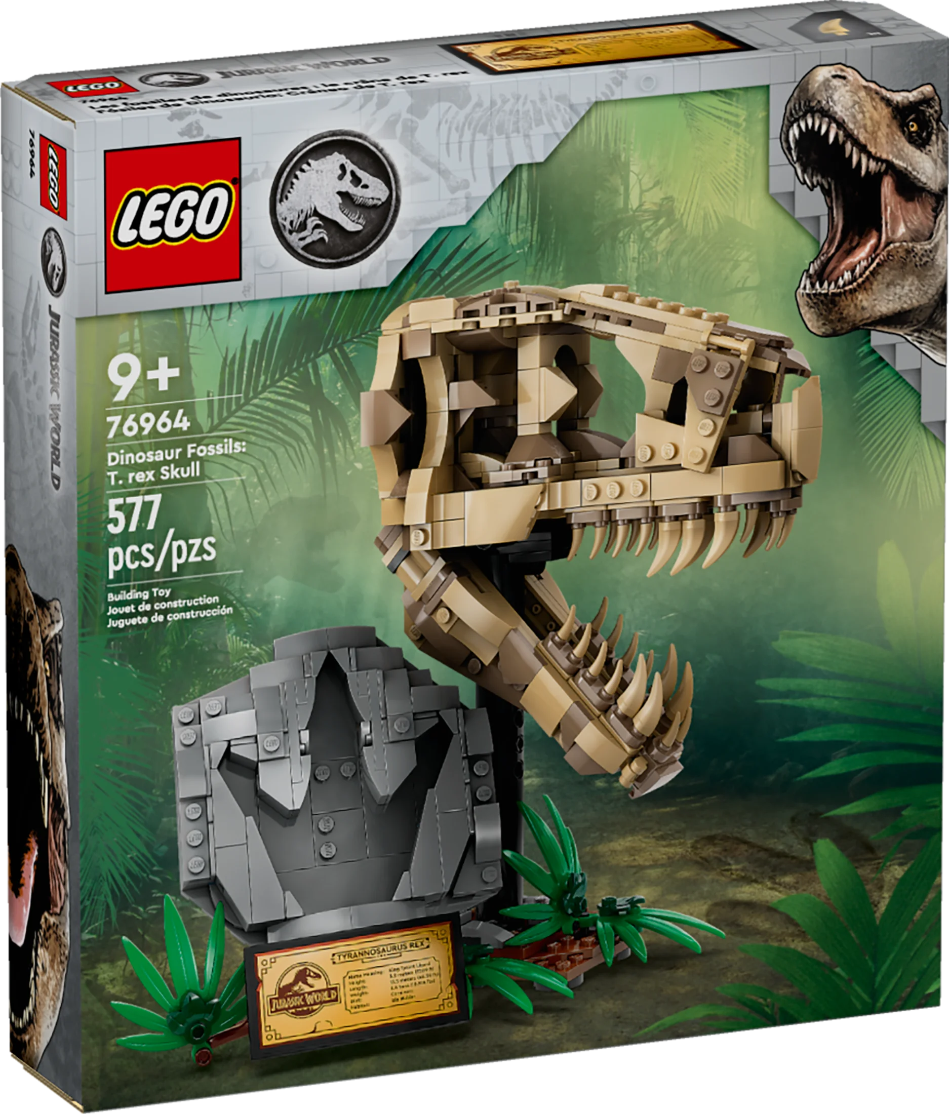 LEGO Jurassic World Dinosaur Fossils: T. rex Skull, Dino Toy for Boys and Girls, Educational Skeleton Model Set with Bones for Kids, Great Gift for Fans of the Jurassic Park Movies, 76964