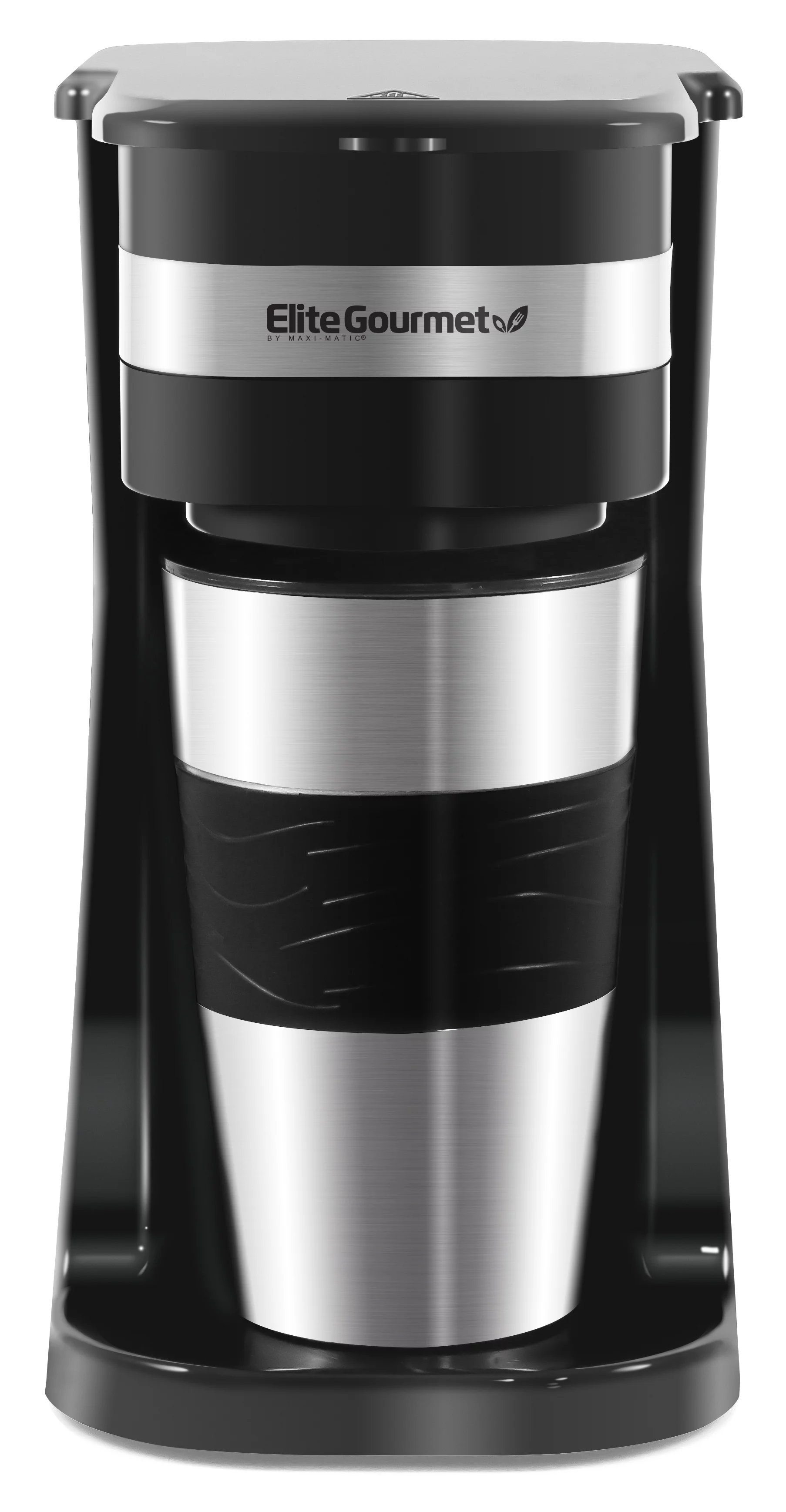 Elite Gourmet Single Serve Personal Coffee Maker with Stainless Steel Travel Mug