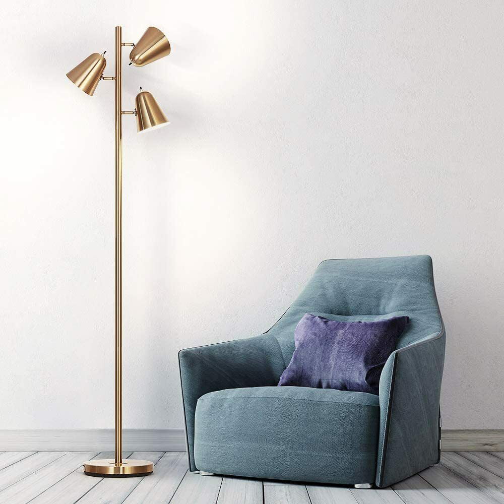 Adjustable Floor Lamp with 3 Light for Living Room Gold