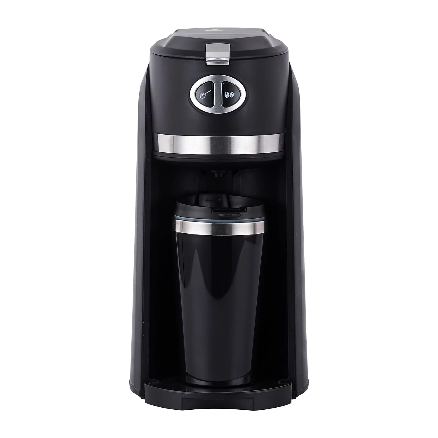 Premium Levella 3-Cup Grind-And-Brew Coffee Maker with Travel Mug Black (PCM353)