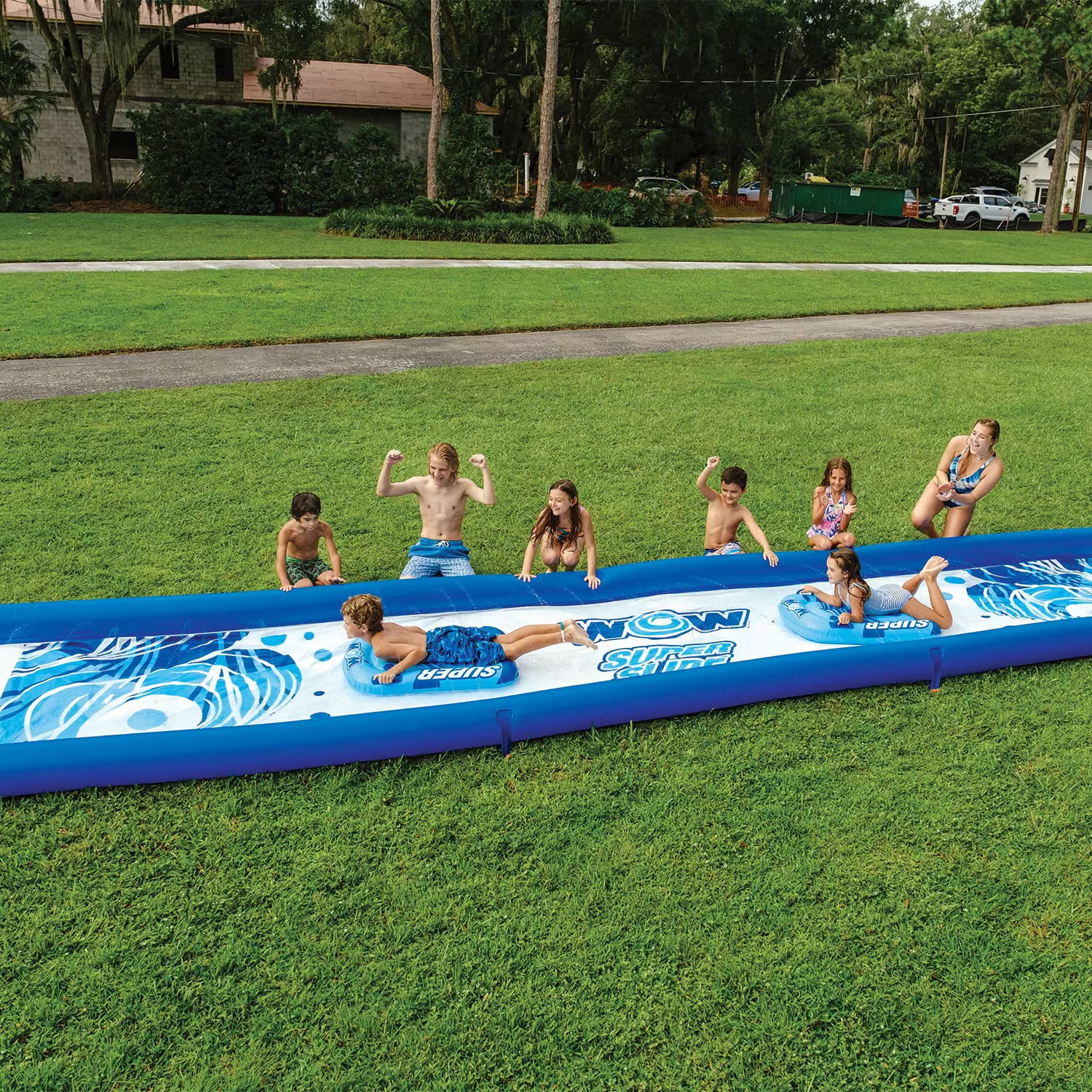 Open Box Wow World of Watersports Super Slide, 25′ x 6′ Water Slide with 2 Sleds