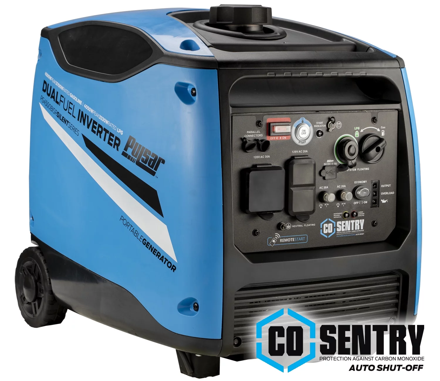 Pulsar 4,500-Watt Dual-Fuel Inverter Generator with Remote Start and CO Sentry