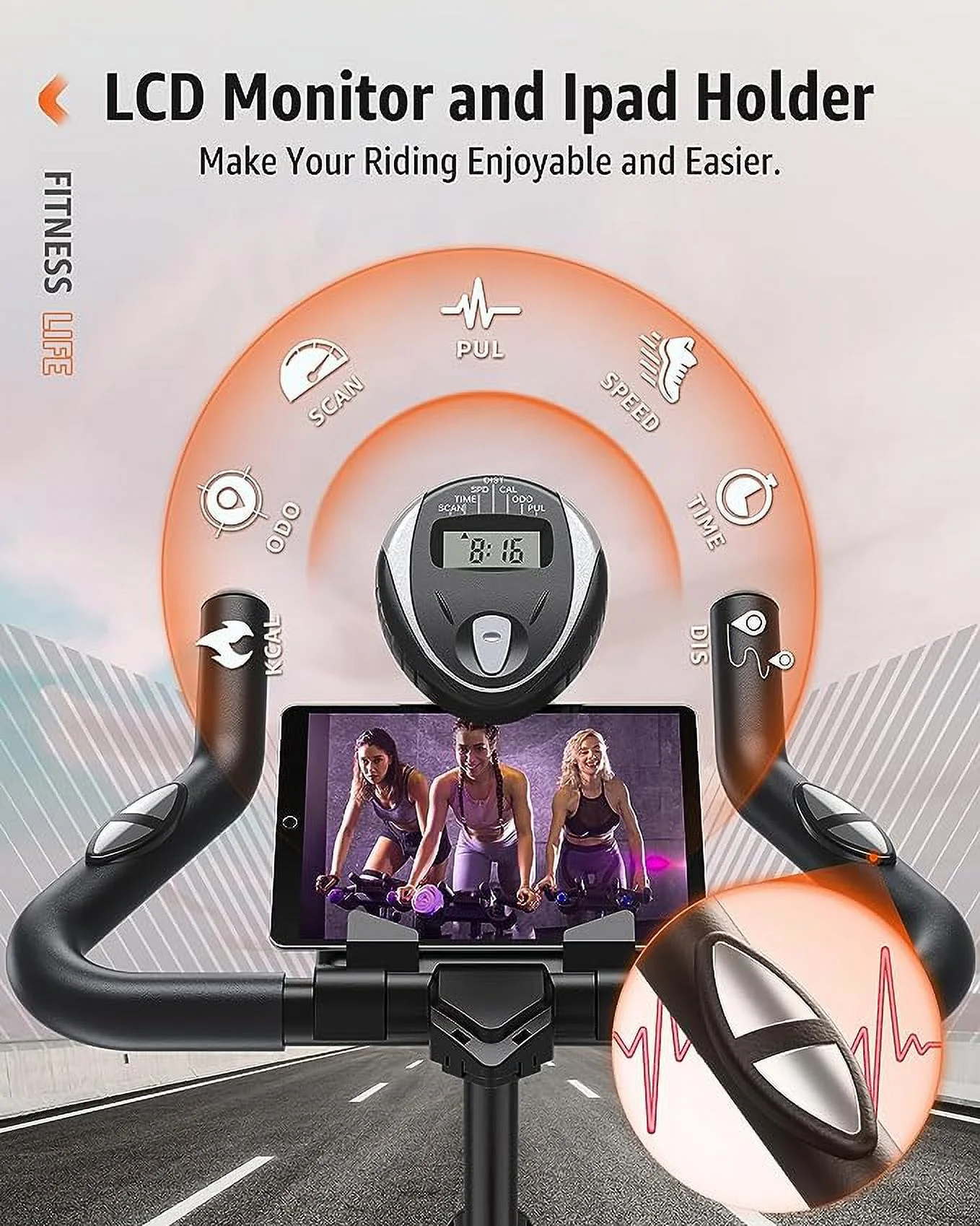 UPGO Indoor Cycling Bike Stationary Exercise Bike Cycle Bike with Ipad Mount & Comfortable Seat Cushion