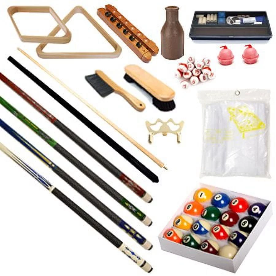 Pool Table – Premium Billiard 32 Pieces Accessory Kit – Pool Cue Sticks Bridge Ball Sets