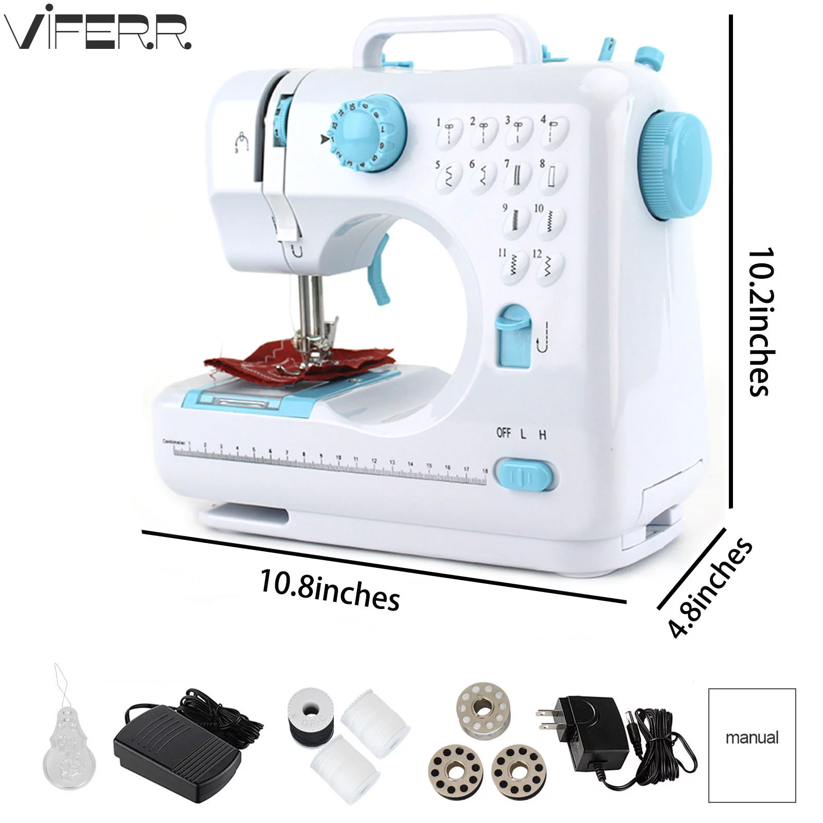 VIFERR Portable Sewing Machine, Mini Sewing Machine Handheld Electric Sewing Machines 12 Stitches for Beginners Kids