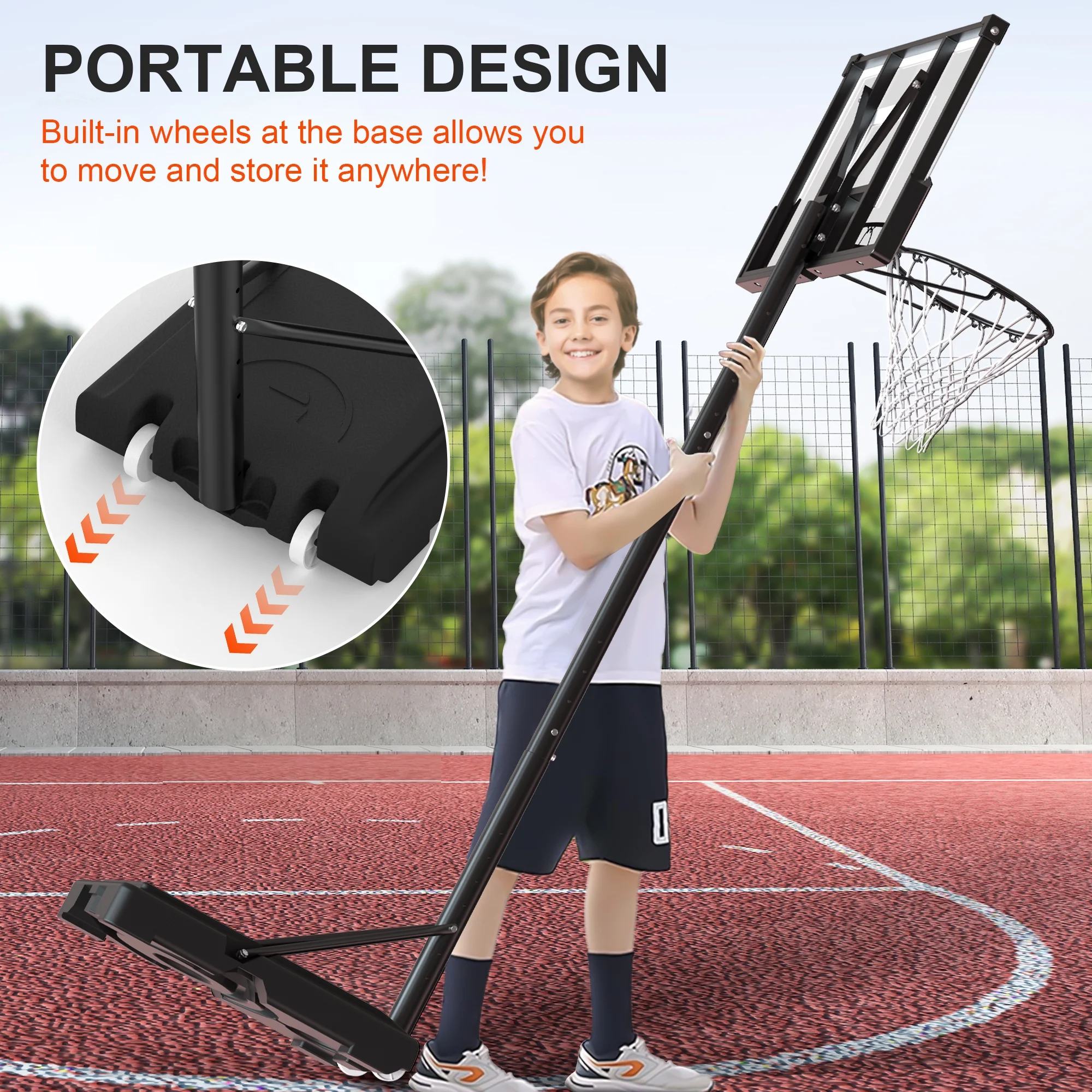 iFanze Portable Basketball Hoop Goal  System with Wheels Height Adjustable 4.4ft – 10ft for Kids Adults Indoor Outdoor