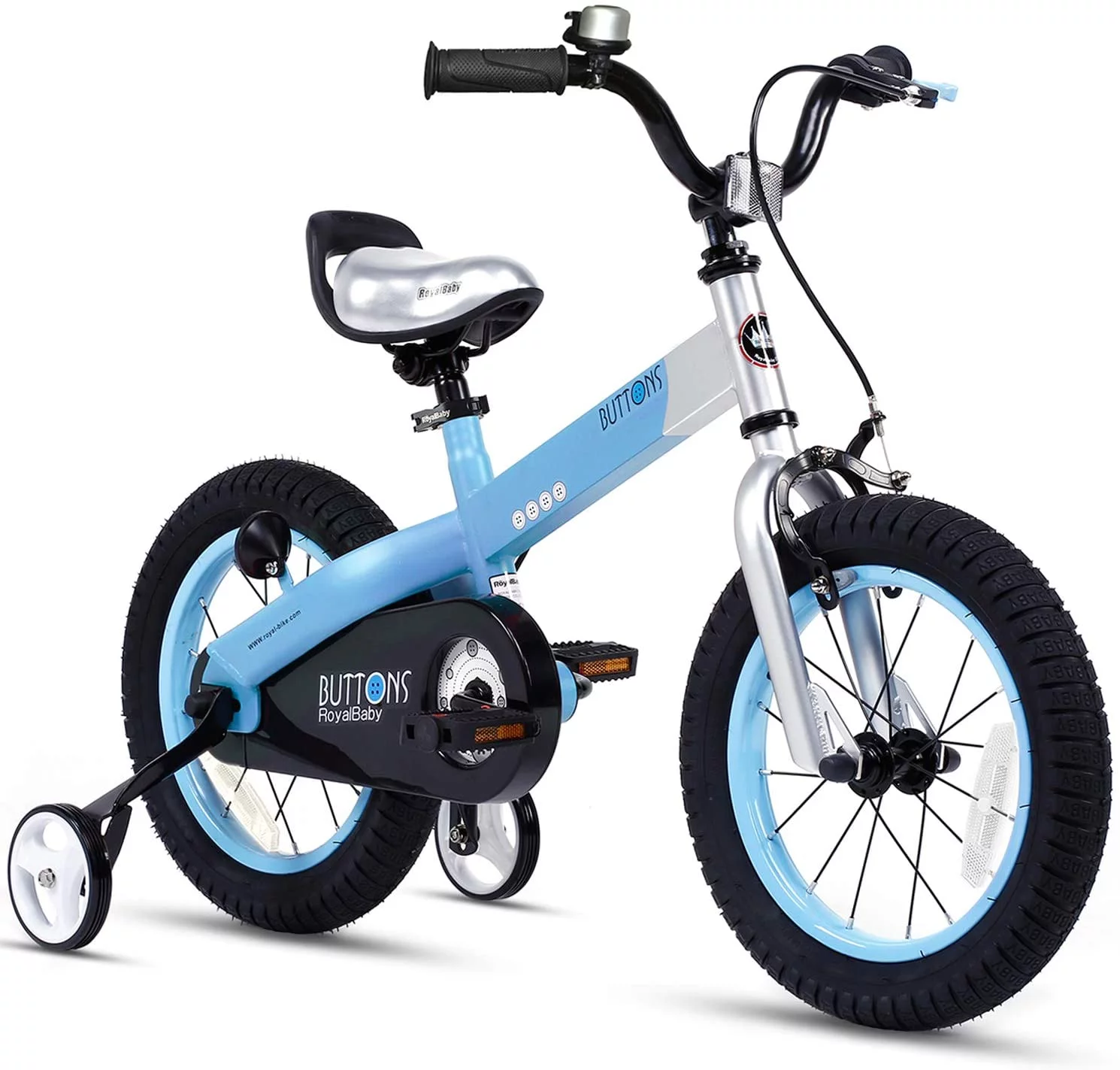 RoyalBaby Buttons Matte Blue 12 inch Kid’s Bicycle With Training Wheels