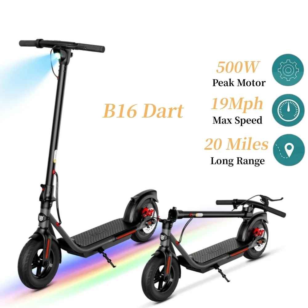 SISIGAD Electric Scooter for Adults, B15 Dart Jr 300W Folding Commuting Kick Scooter with Double Braking System, 8.5″ Solid Tires, 19Mph Speed, 15 Miles Long Range