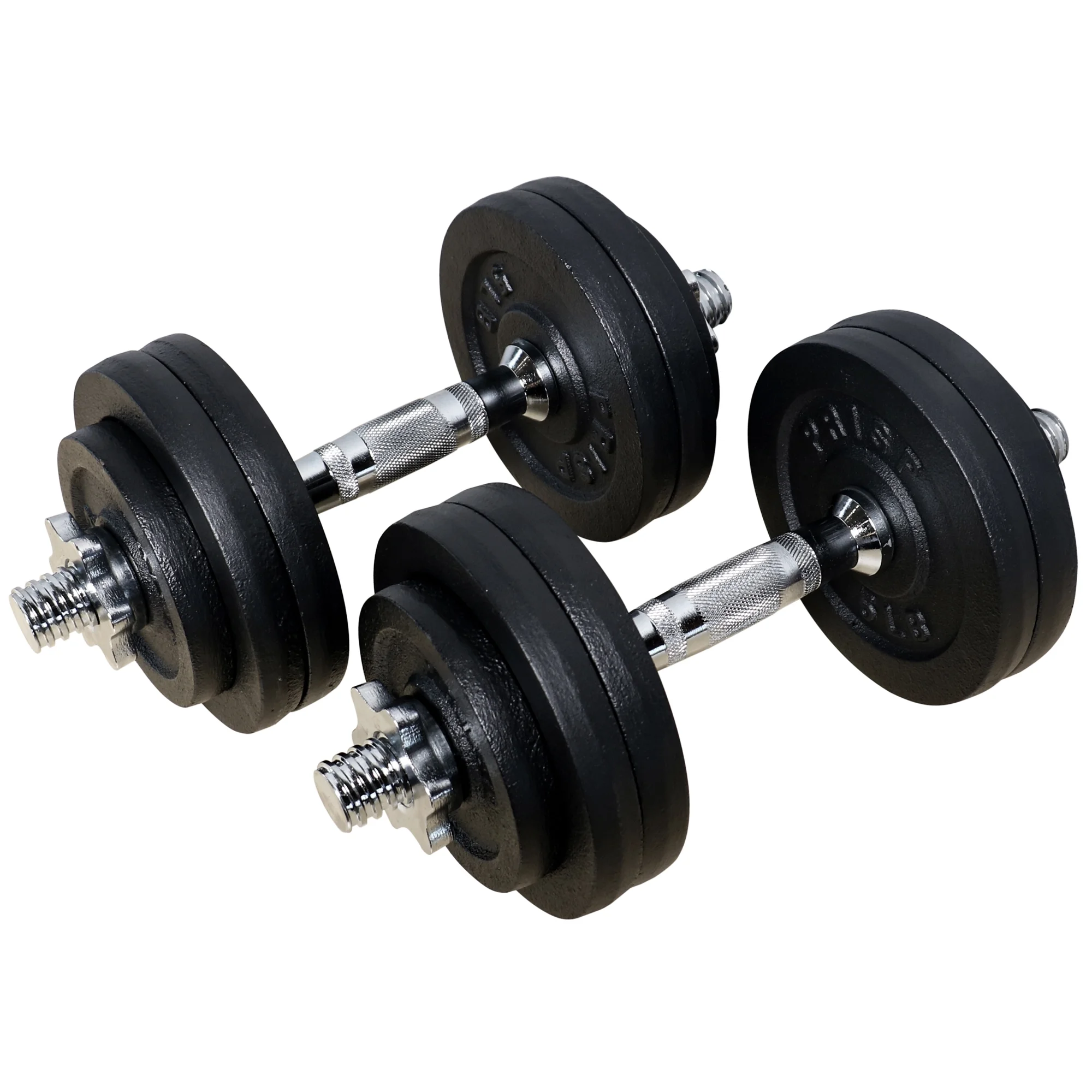 PRISP Adjustable Weight Dumbbells Set – Includes 2 Bars, Cast Iron Plates and Threaded Collars