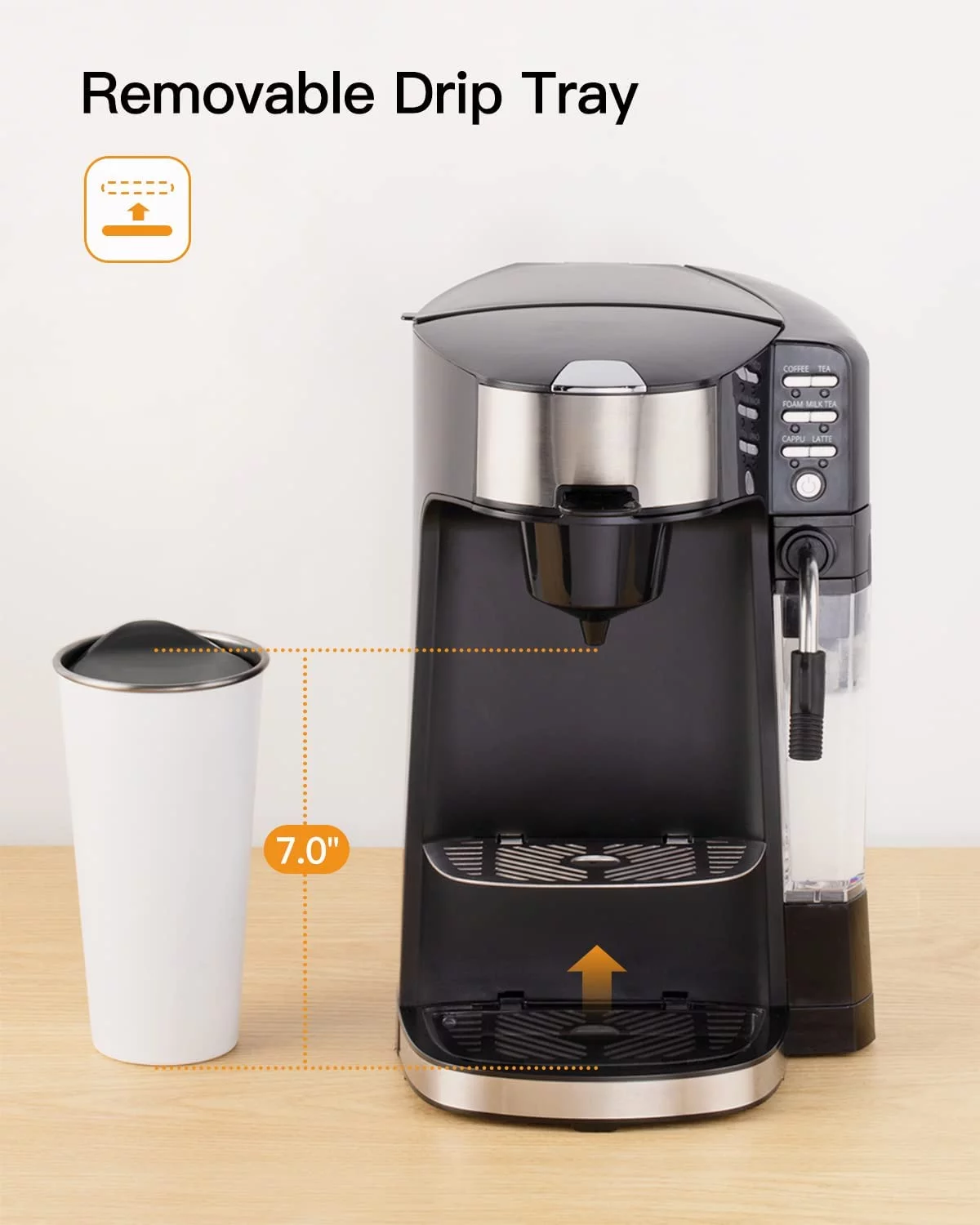 durable 6-In-1 Coffee Maker with Auto Milk Frother  Single Serve Coffee  Tea  Latte and Cappuccino Machine  Compatible With Capsule & Ground Coffee  Compact Coffee Maker