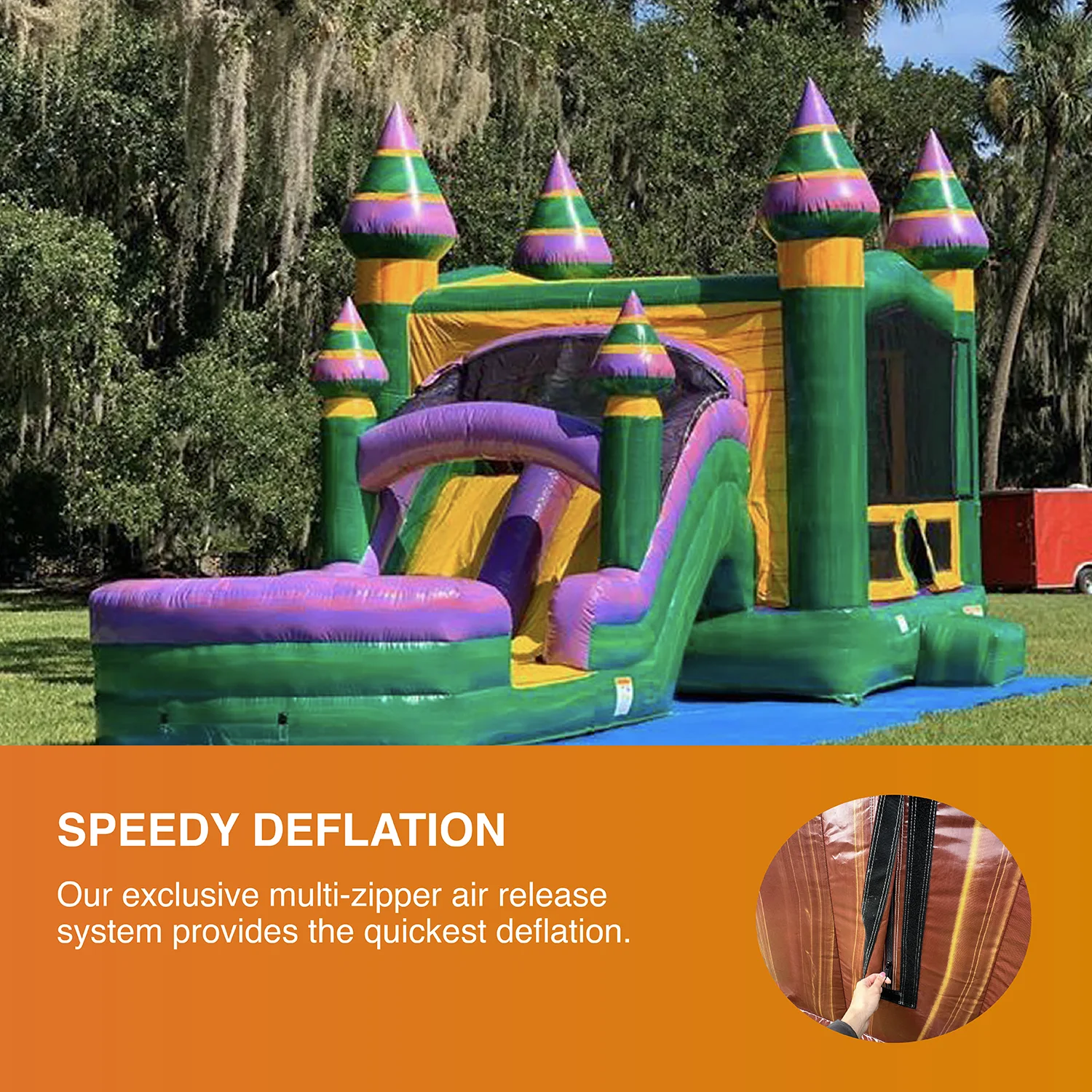 JumpOrange Amazonian River Commercial Grade Inflatable Bounce House with Dual Water Slides and Pool for Kids and Adults with Blower