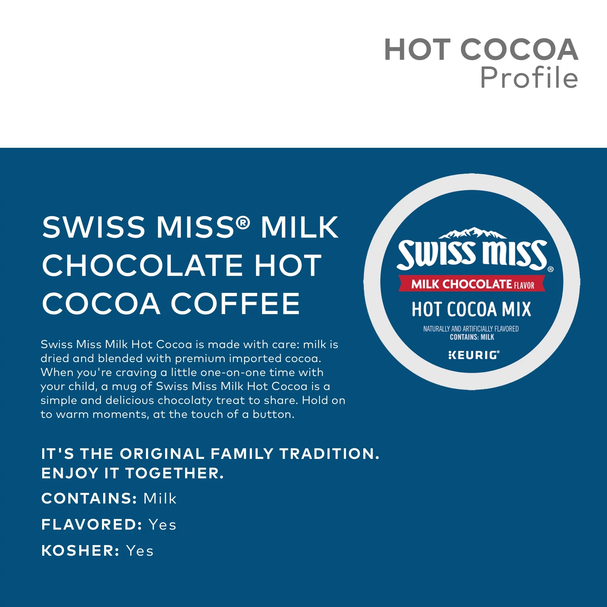 Swiss Miss Milk Chocolate Hot Cocoa Keurig K-Cup Pod 16 Count for Keurig Brewers