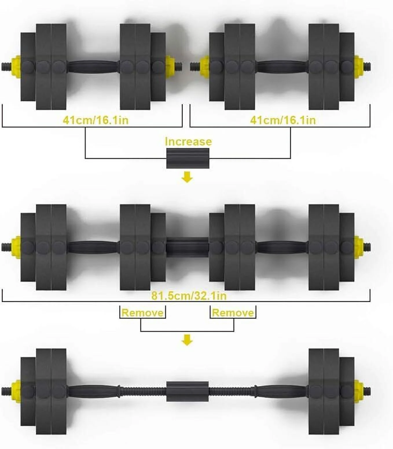 SogePower 55lb Dumbbells Set Adjustable Weight,  with Connecting Rod for Home Gym- Black