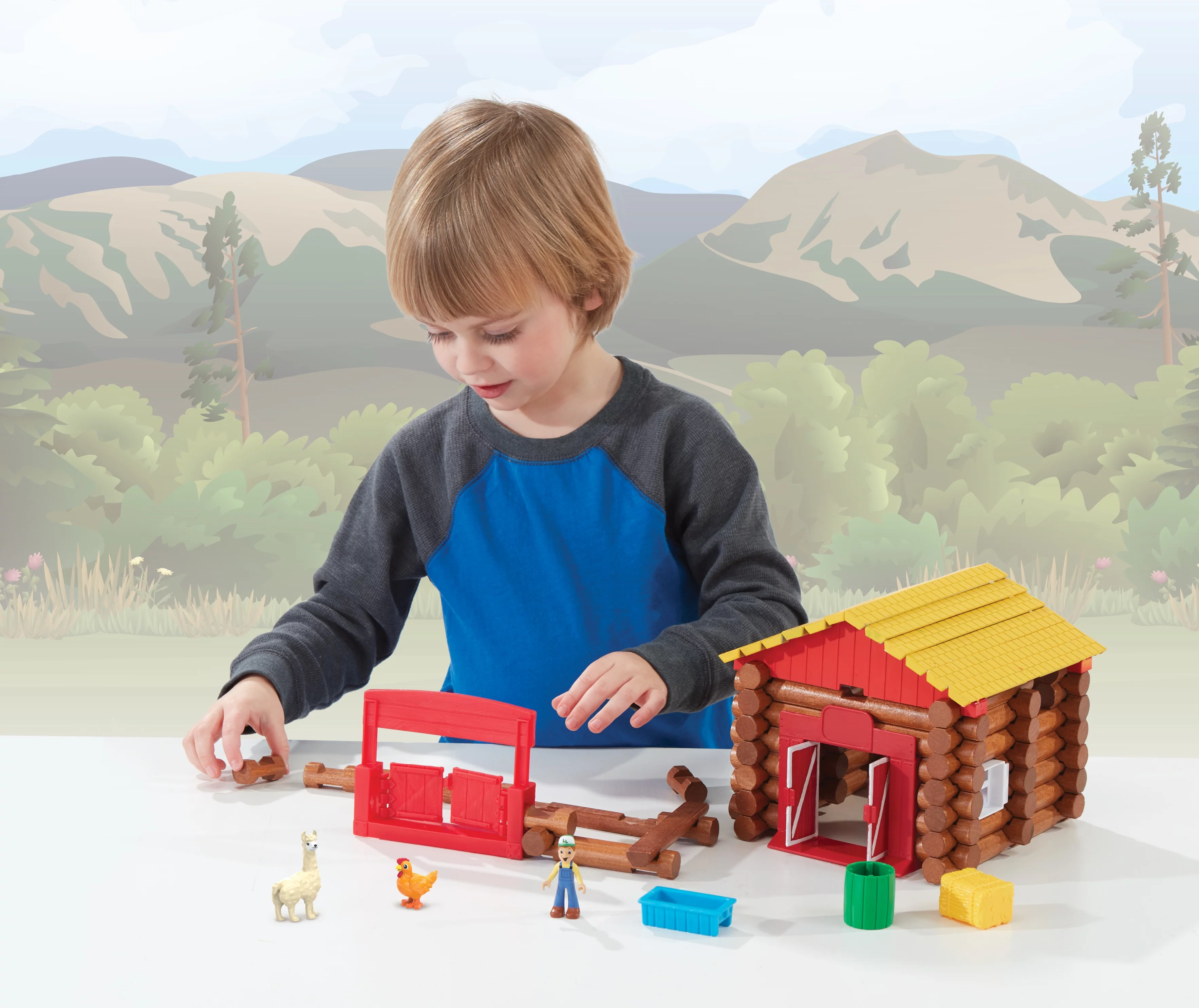 LINCOLN LOGS Fun on the Farm – Real Wood Logs – 102 parts – Ages 3 and up